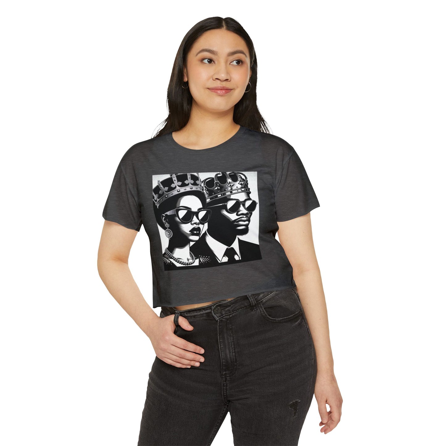 Crowned Kings Festival Crop Top | Stylish Women's Summer Tee, Music Festival Shirt, Streetwear, Boho Chic, Unique Graphic Top