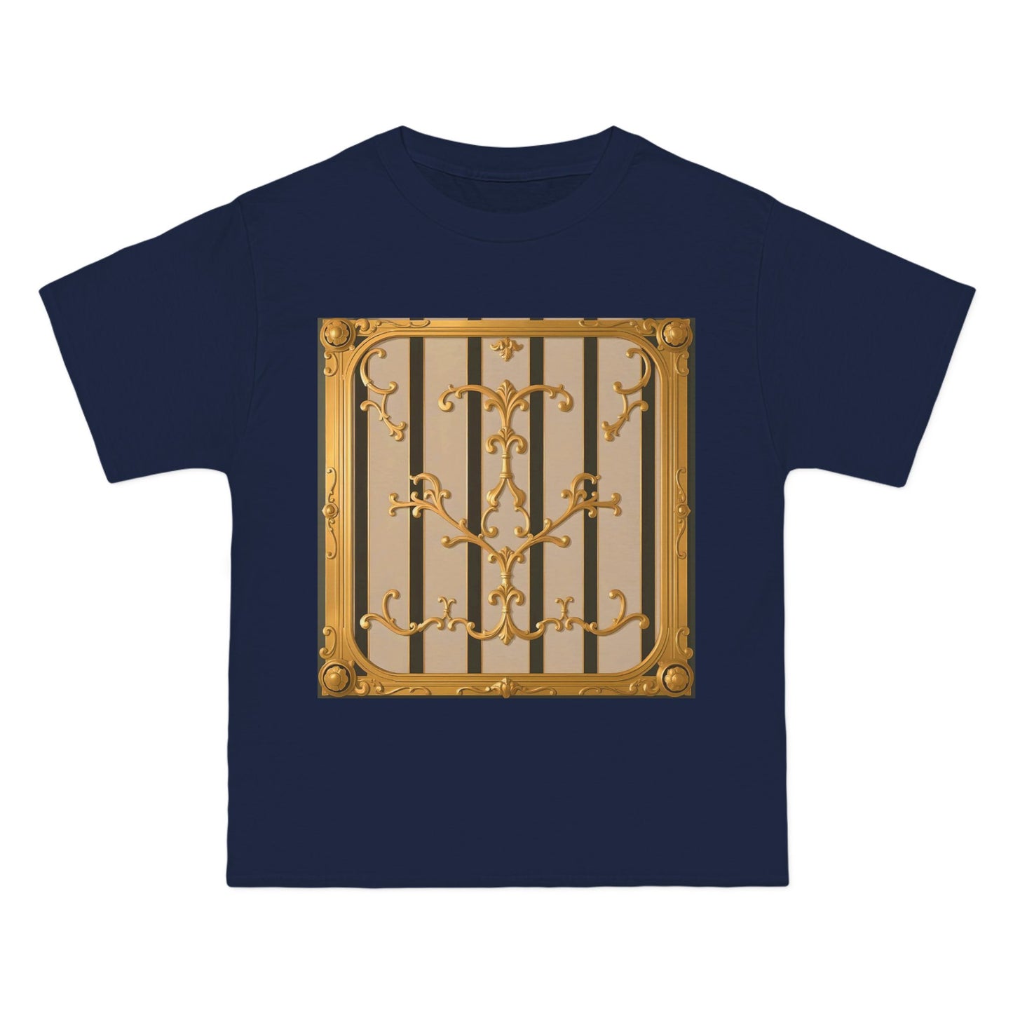 Beefy-T® Unisex Short-Sleeve T-Shirt - Beige Striped Gold Rococo