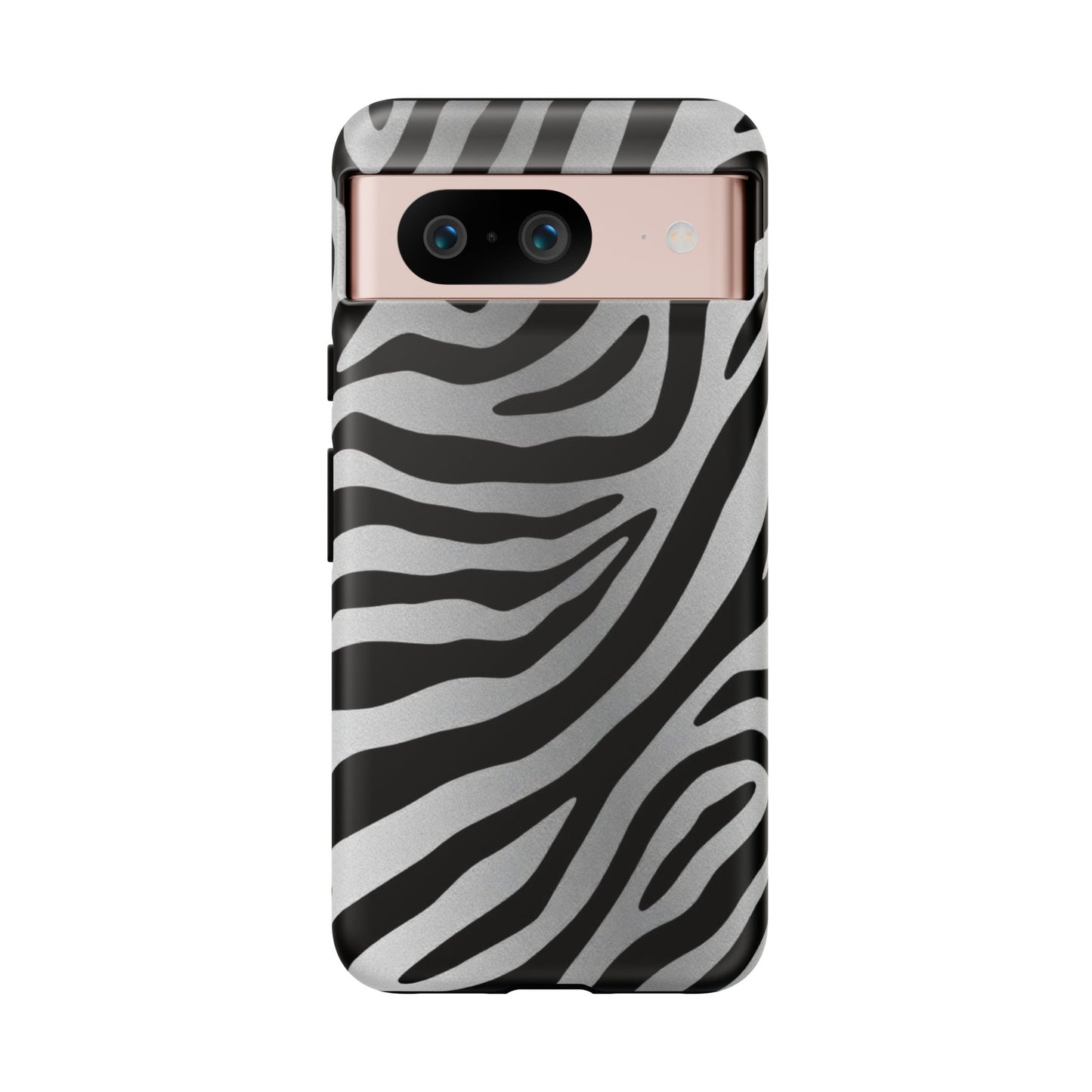 Zebra Print Tough Phone Case - Silver