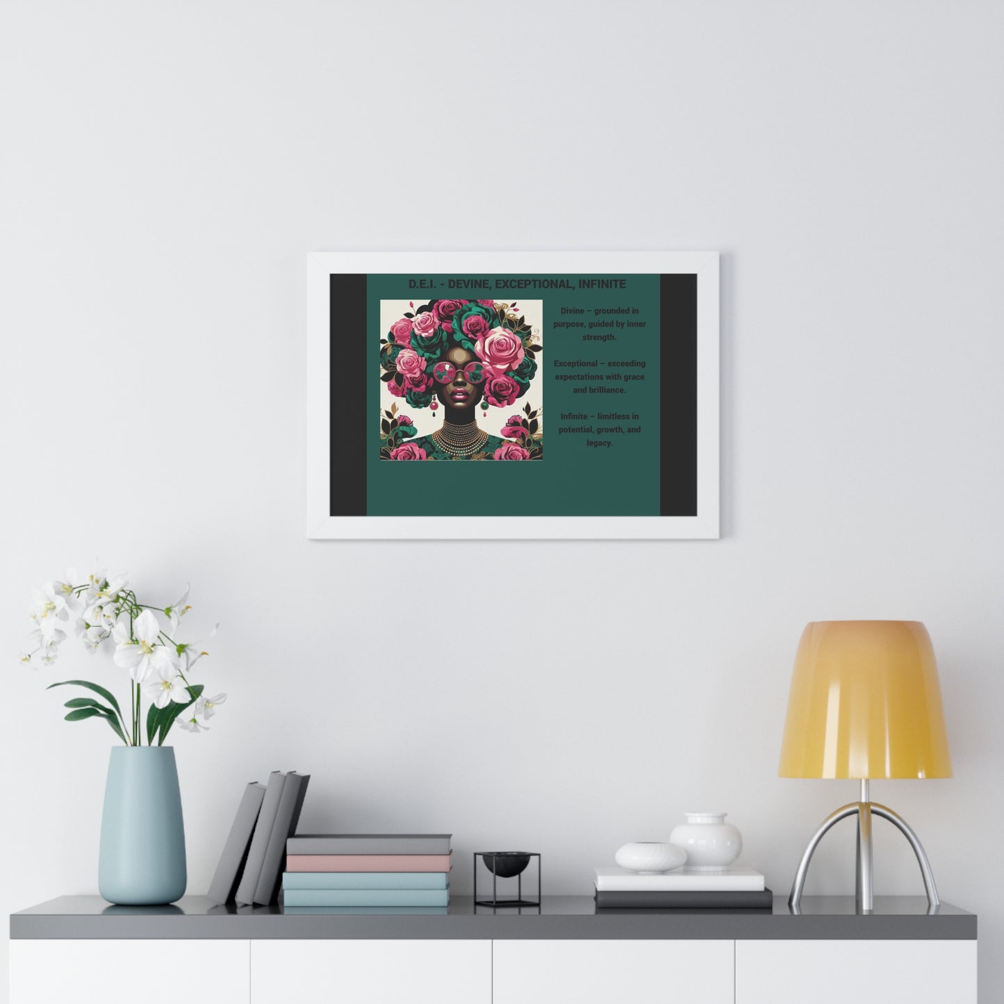 Empowering Framed Poster | Inspiring Wall Art | Home Decor | Gift for Her | Motivational Decor | Divine, Exceptional, Infinite