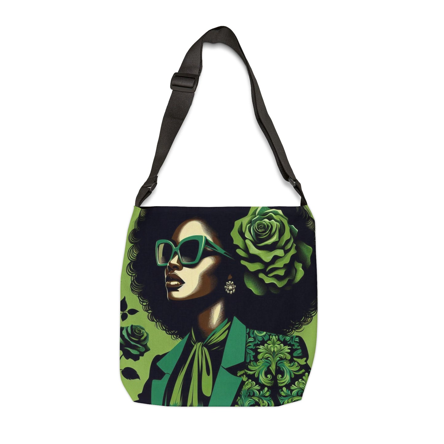 Chic Adjustable Tote Bag with Floral Design | Eco-Friendly Carryall for Everyday Use, Shopping, Travel, or Events - Lady in Green Damask