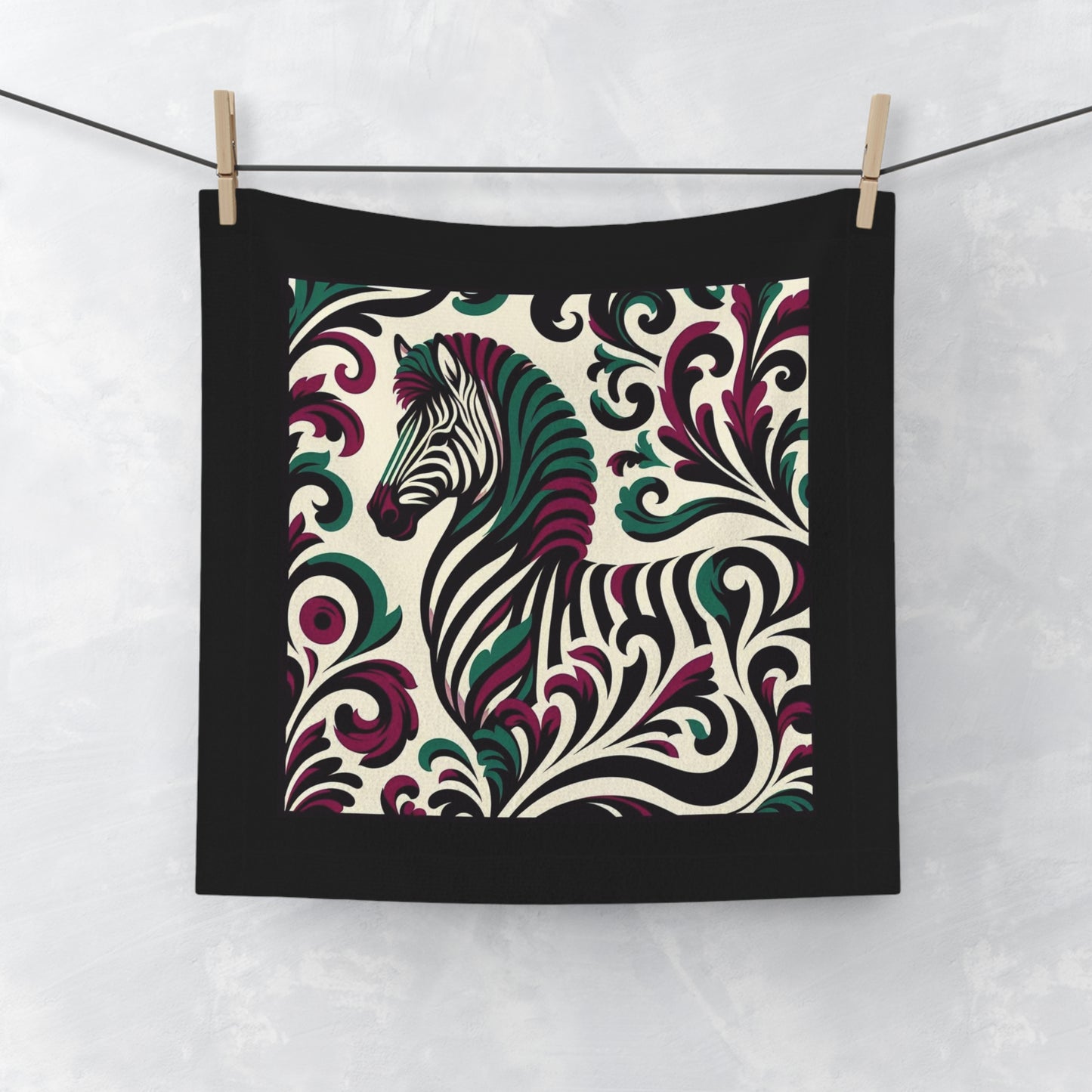 Face Towel - Elegant Vintage Gold Pattern for Home & Spa - Elegant Burgundy & Green Zebra Damask Design - Perfect for Kids