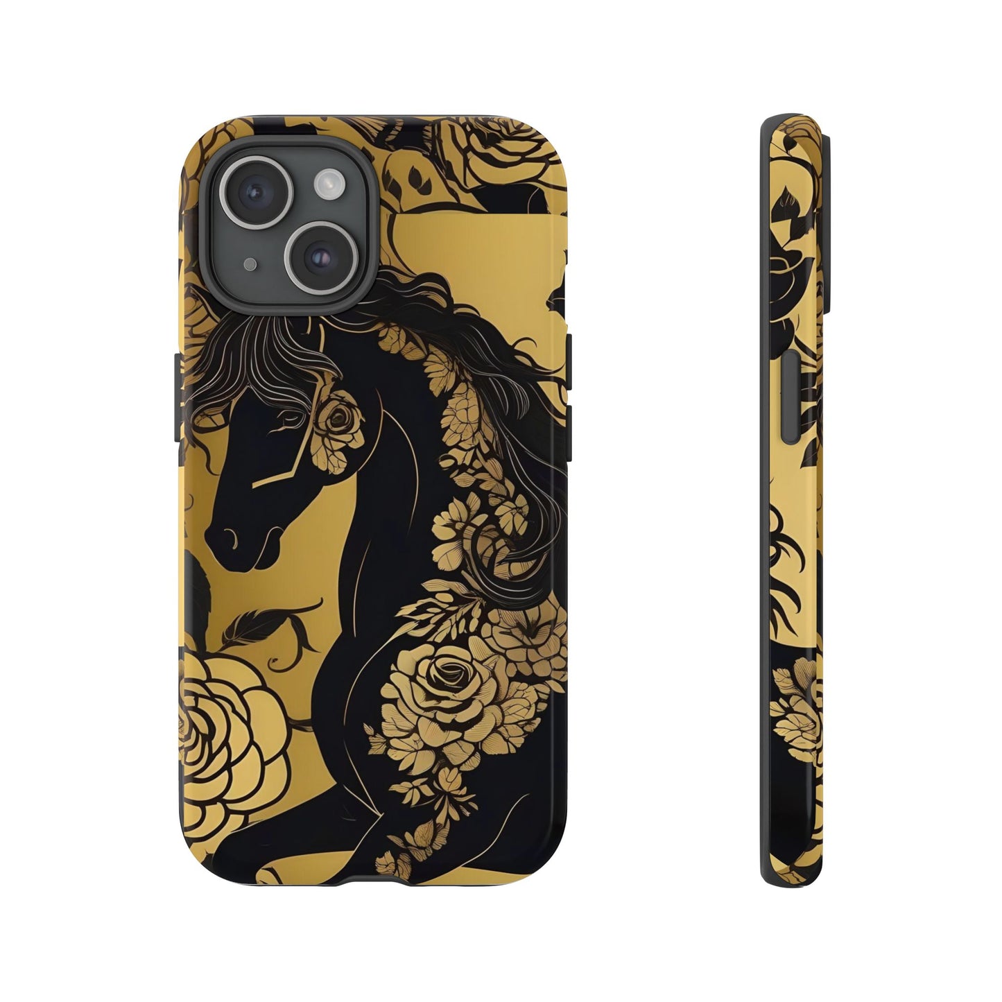 Phone Case - Elegant Horse & Roses Design