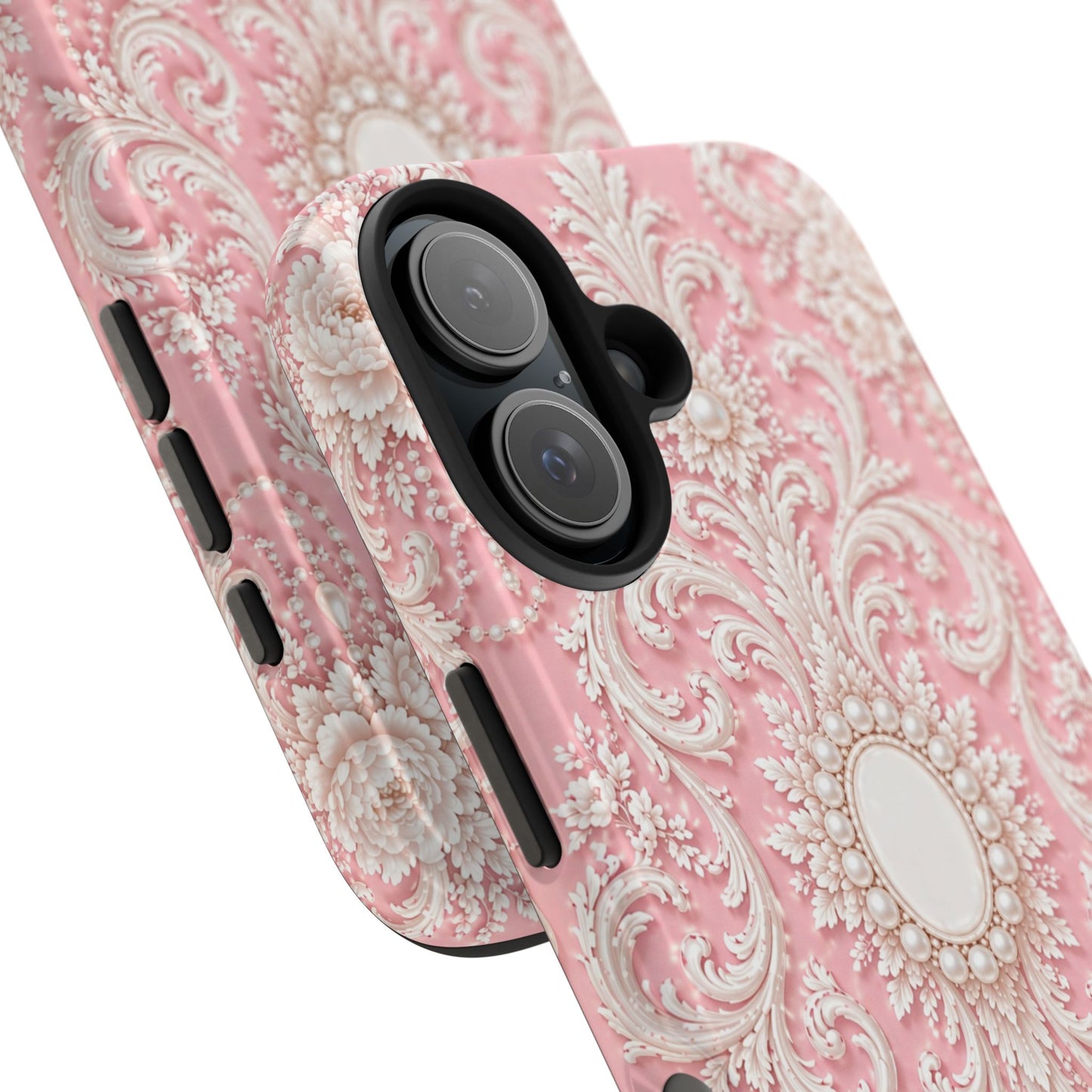Pink Rococo Elegant Floral Tough Phone Case - Pink Vintage Design