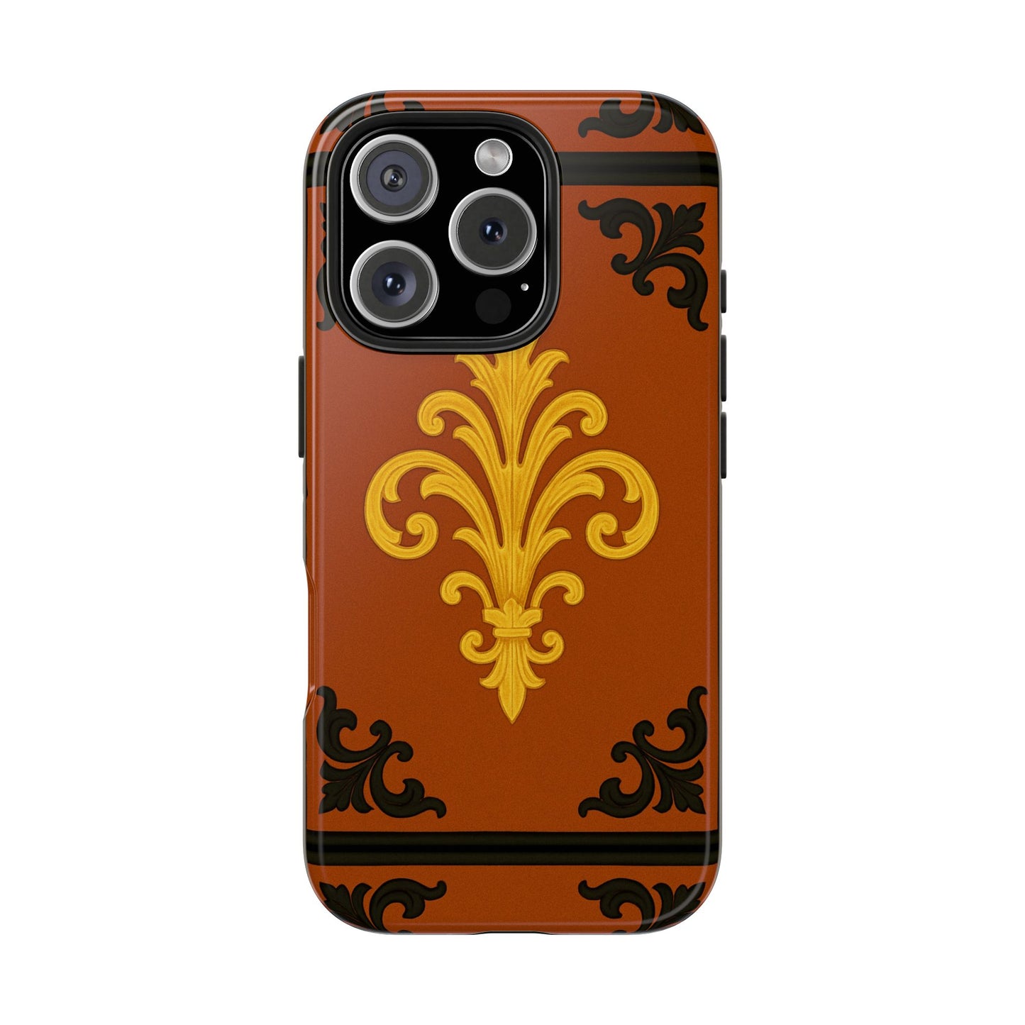 Dusk Terracotta Baroque Tough Phone Case — Vintage Baroque Design, Protective iPhone Cover