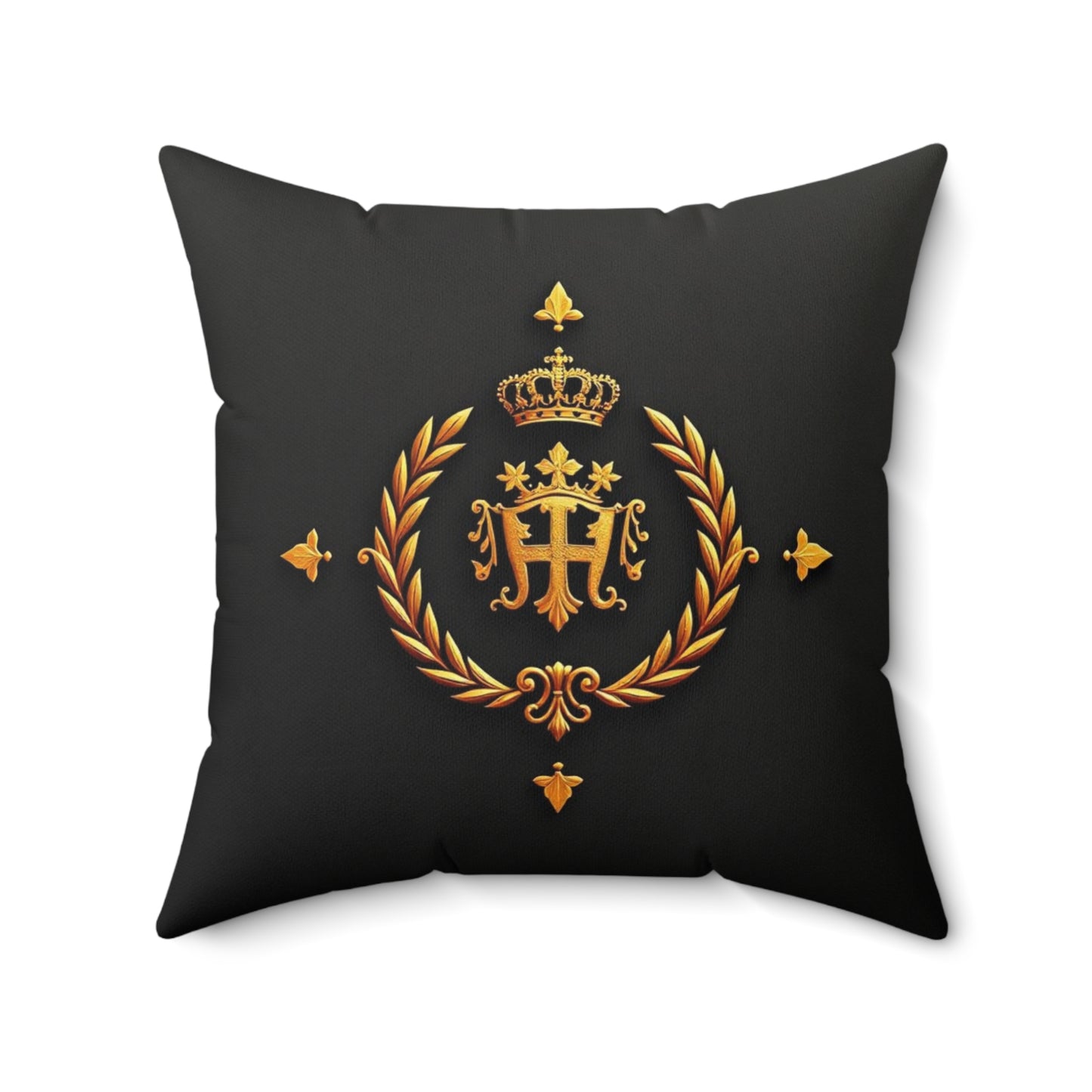 Royal Faux Suede Pillow, Elegant Home Decor, Luxury Cushion, Housewarming Gift, Personalized Accent Pillow - Gold Crest