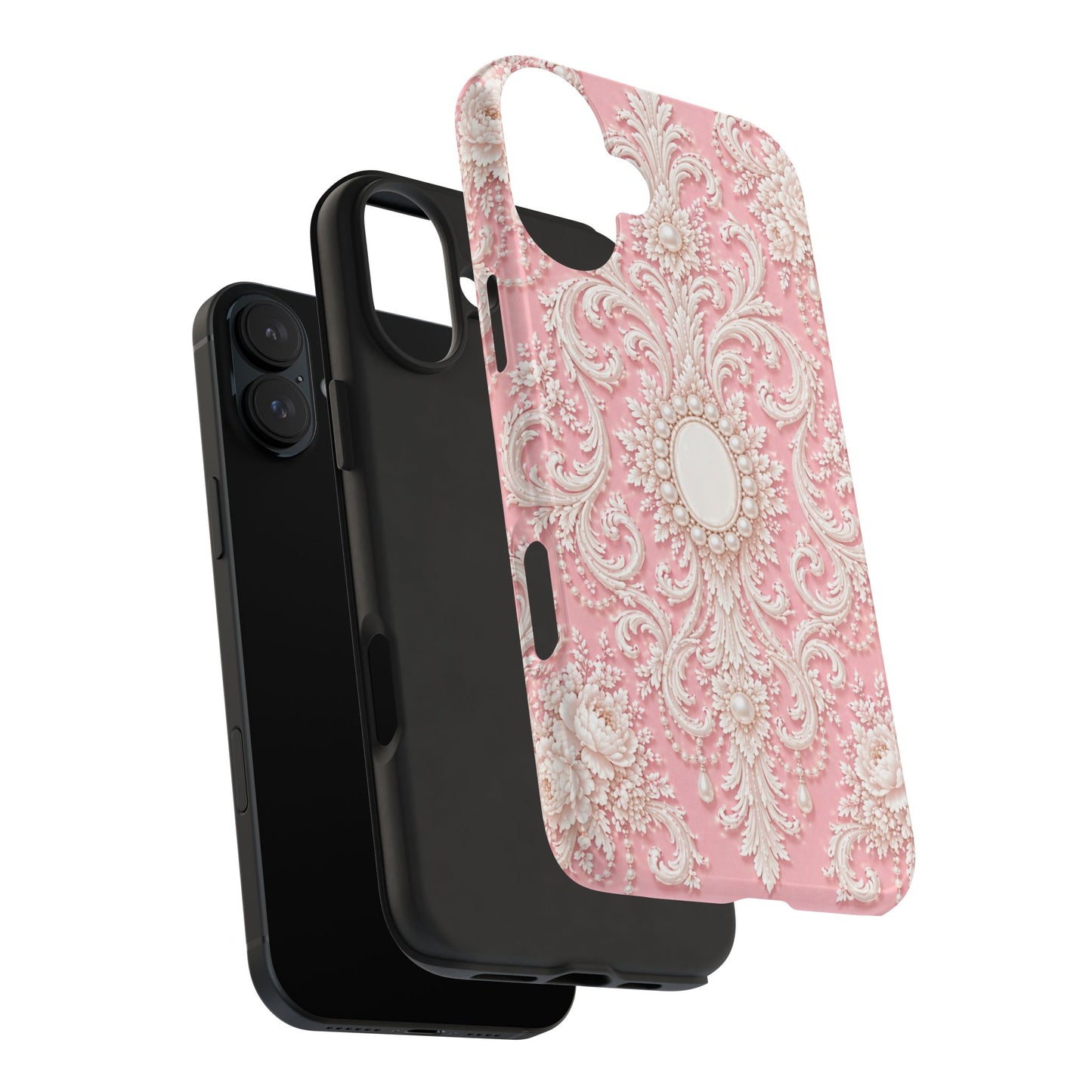 Pink Rococo Elegant Floral Tough Phone Case - Pink Vintage Design