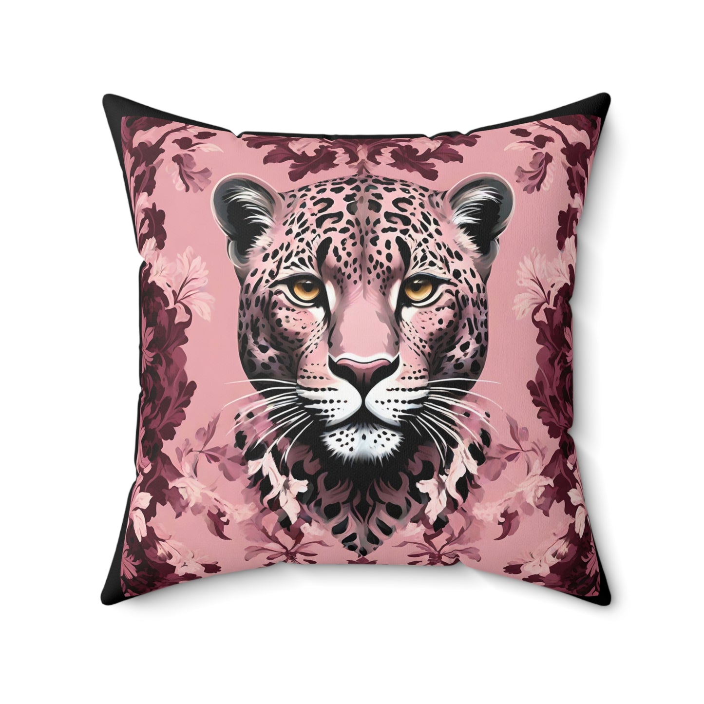 Elegant Pink Leopard Print Square Pillow - Stylish Home Decor