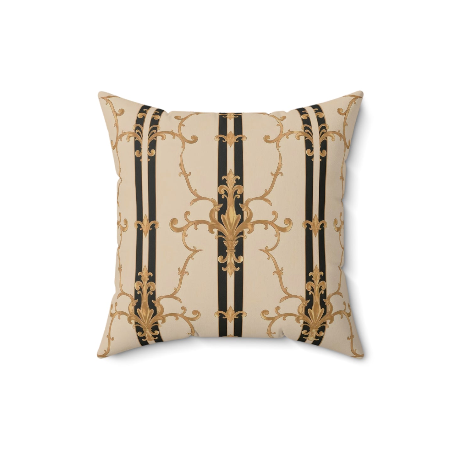 Elegant Decorative Pillow, Stylish Home Decor, Luxurious Throw Cushion, Gift for Her, Bedroom Accent - Black & Beige Striped Damask