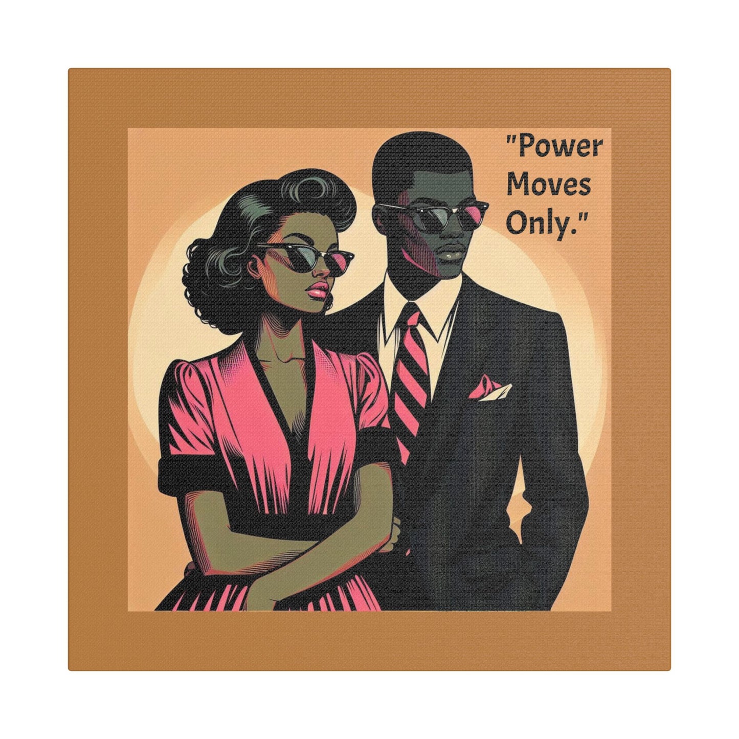 Afro Art Print Canvas, Wall Decor, Satin Stretched Canvas, African American Art, Office Decor, Home Decor - "Power Moves Only."