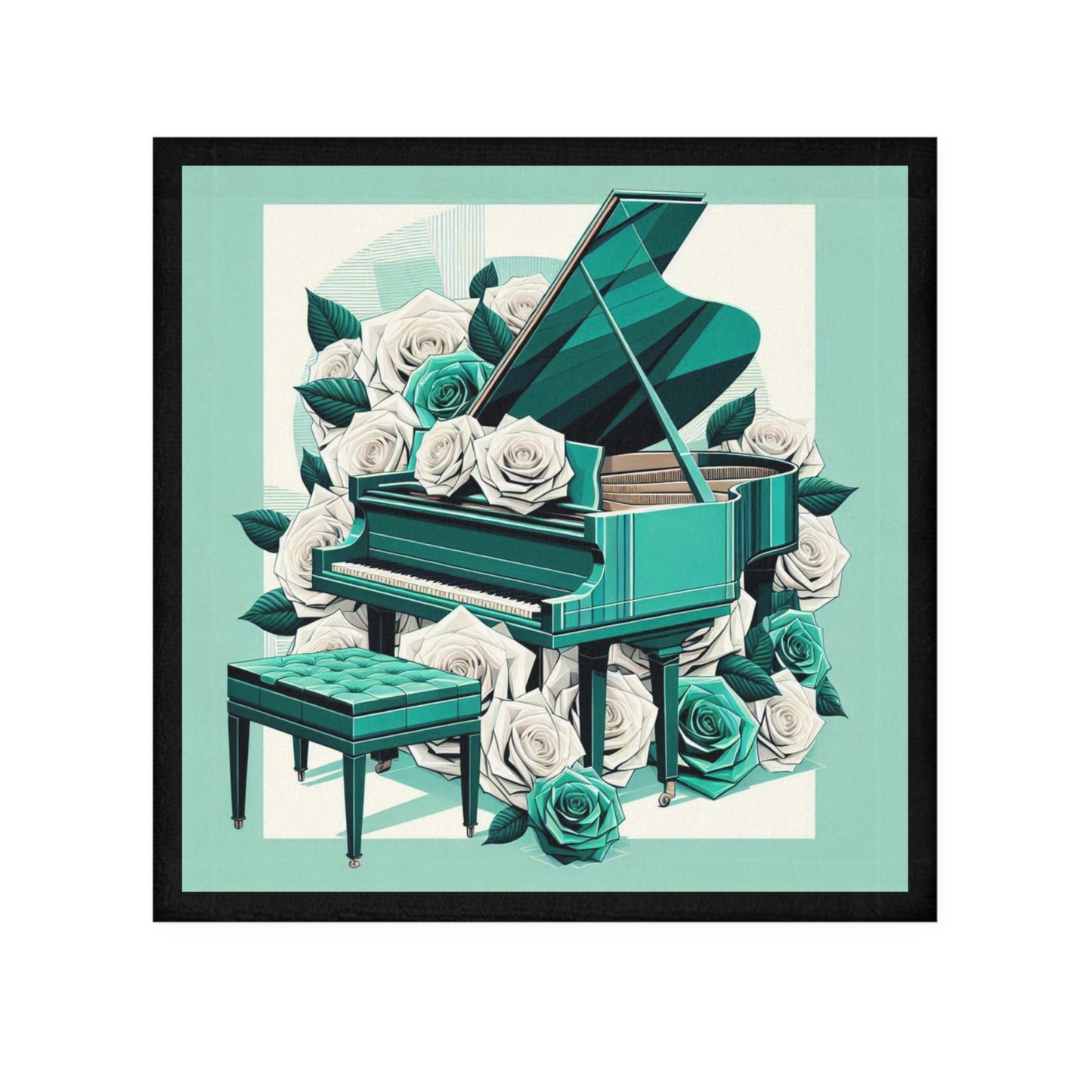 Elegant Aqua Piano and Roses Face Towel - Perfect for Music Lovers and Home Decor, Ideal Gift for Birthdays and Celebrations