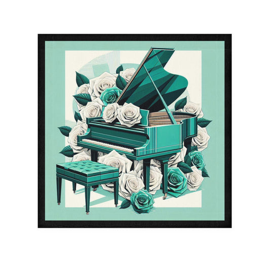 Elegant Aqua Piano and Roses Face Towel - Perfect for Music Lovers and Home Decor, Ideal Gift for Birthdays and Celebrations