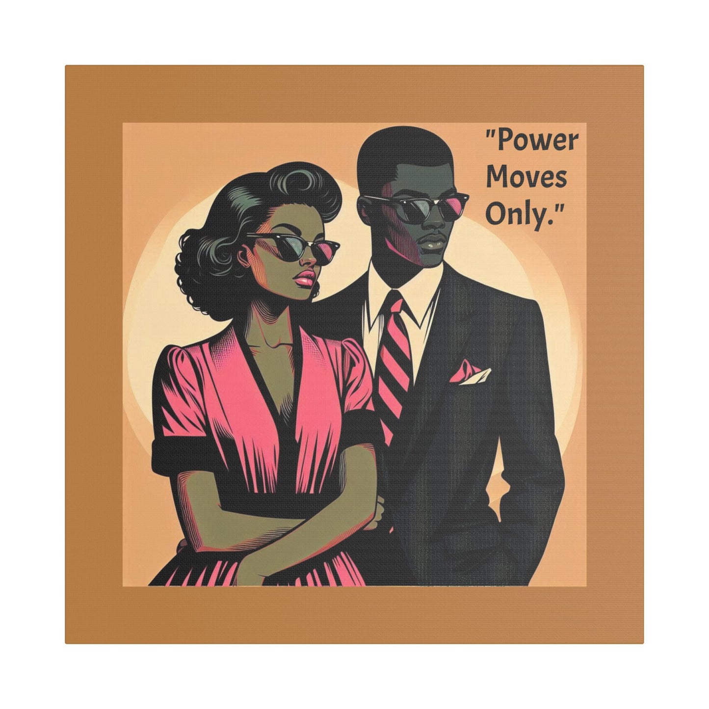 Afro Art Print Canvas, Wall Decor, Satin Stretched Canvas, African American Art, Office Decor, Home Decor - "Power Moves Only."