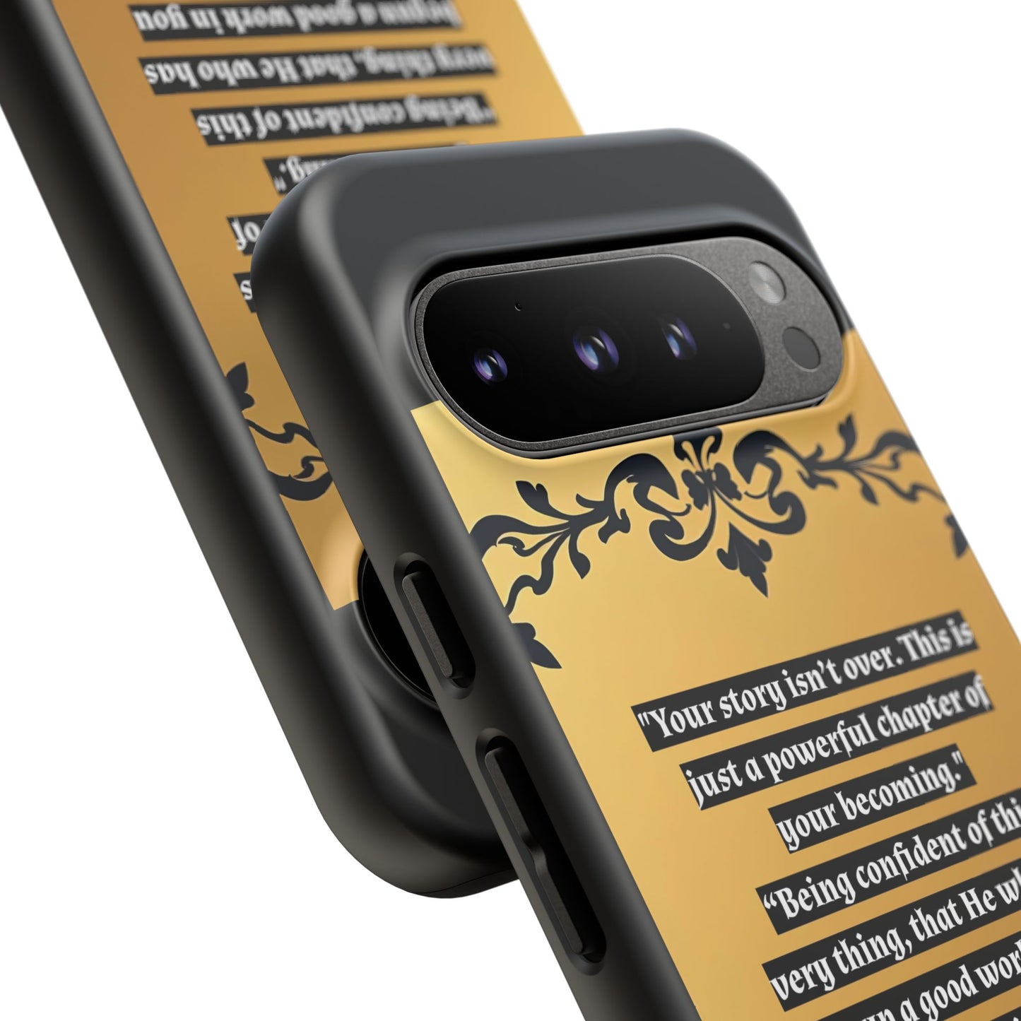 Elegant Floral Motif Phone Case - Tough Cases with Vintage Design - "Your story isn't over"