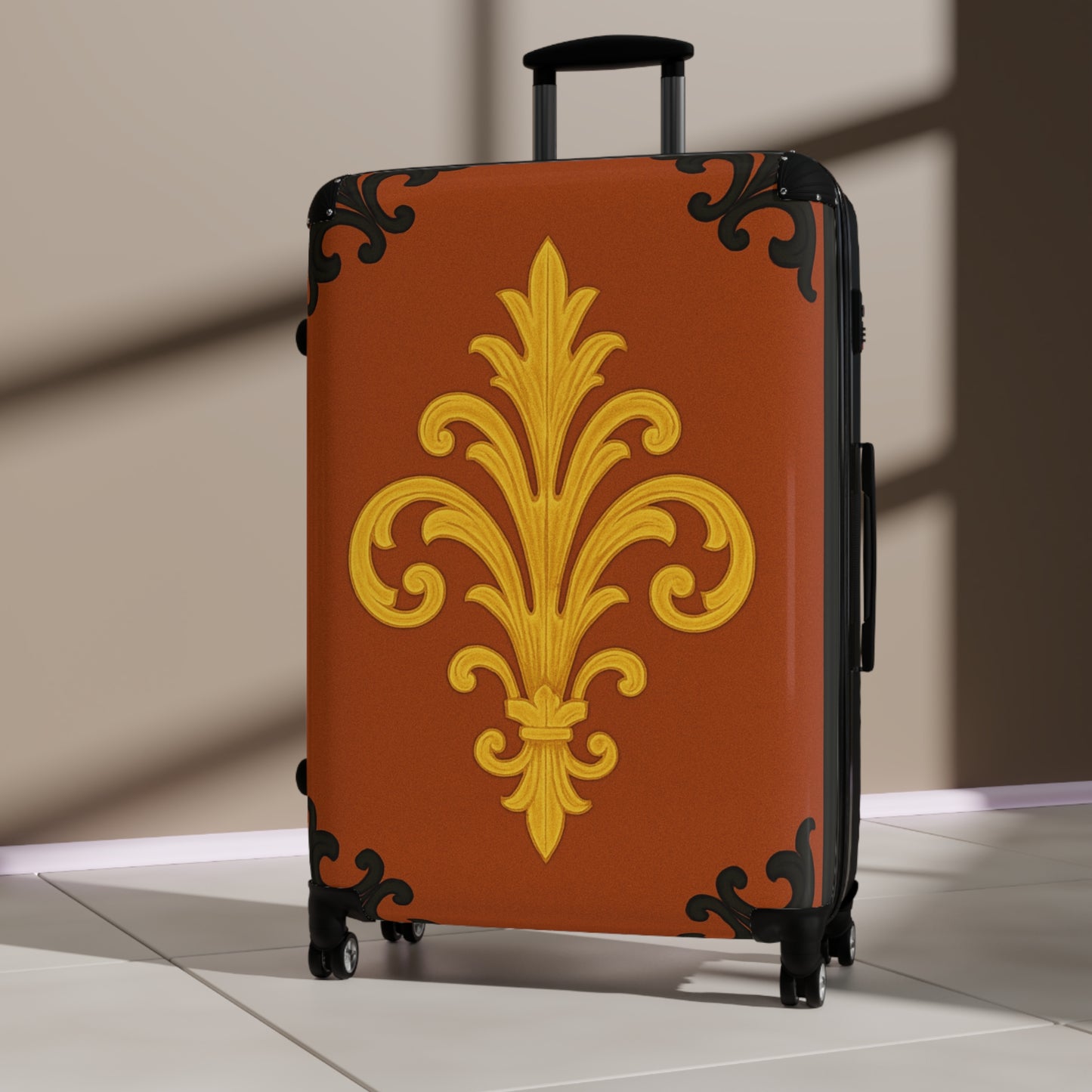 Dusk Terracotta Baroque Carry-On Suitcase – Vintage Baroque Travel Luggage