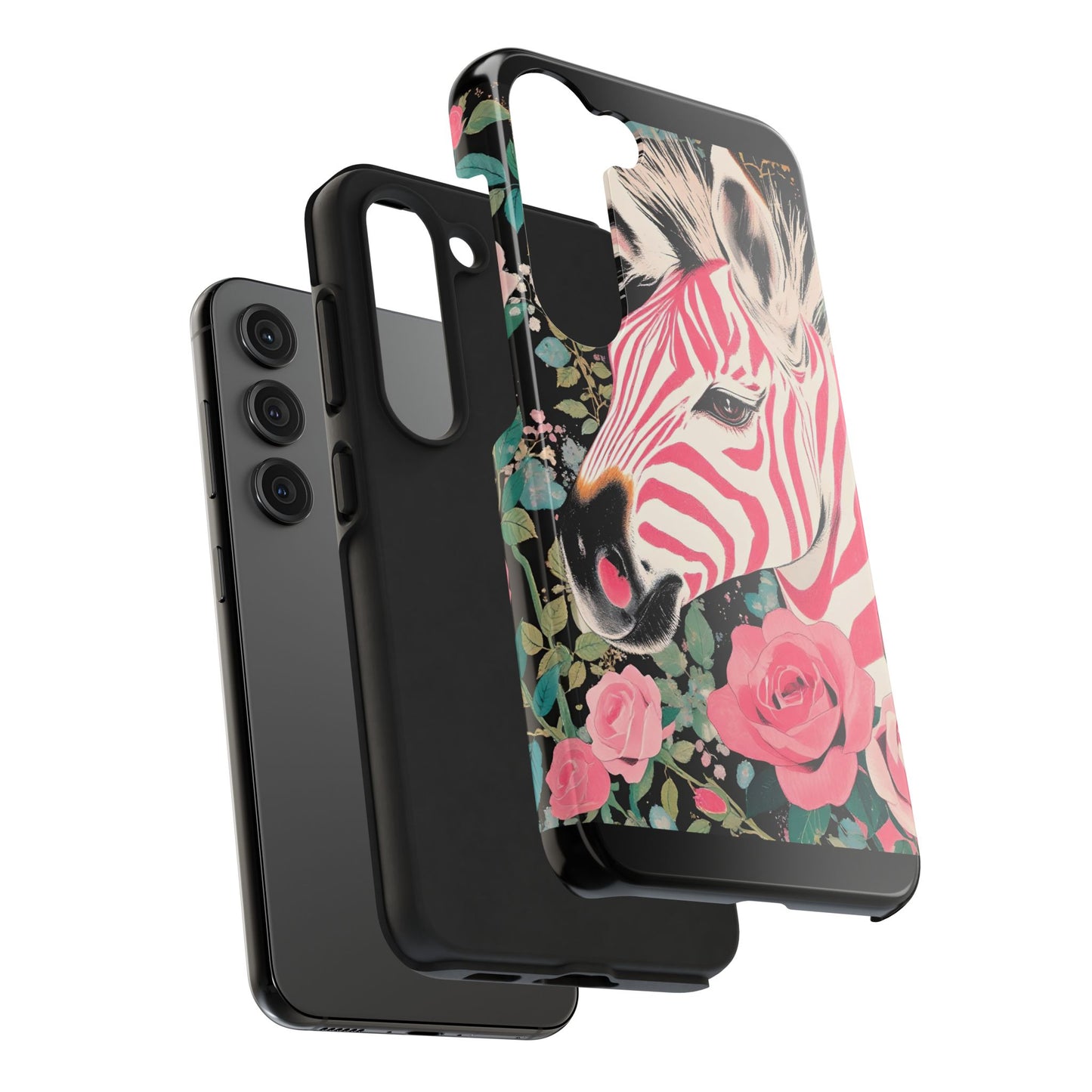 Pink Zebra Tough Phone Case - Trendy Floral Design for Animal Lovers