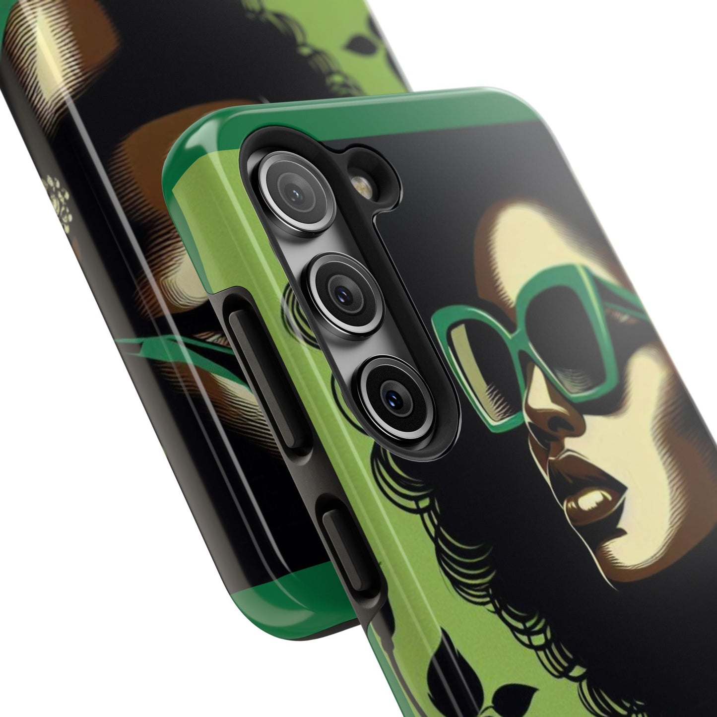 Chic Tough Phone Case | Artistic Green & Black Design | Phone Protection, Gift for Her, Stylish Accessory, Trendy Tech - Lady in Green