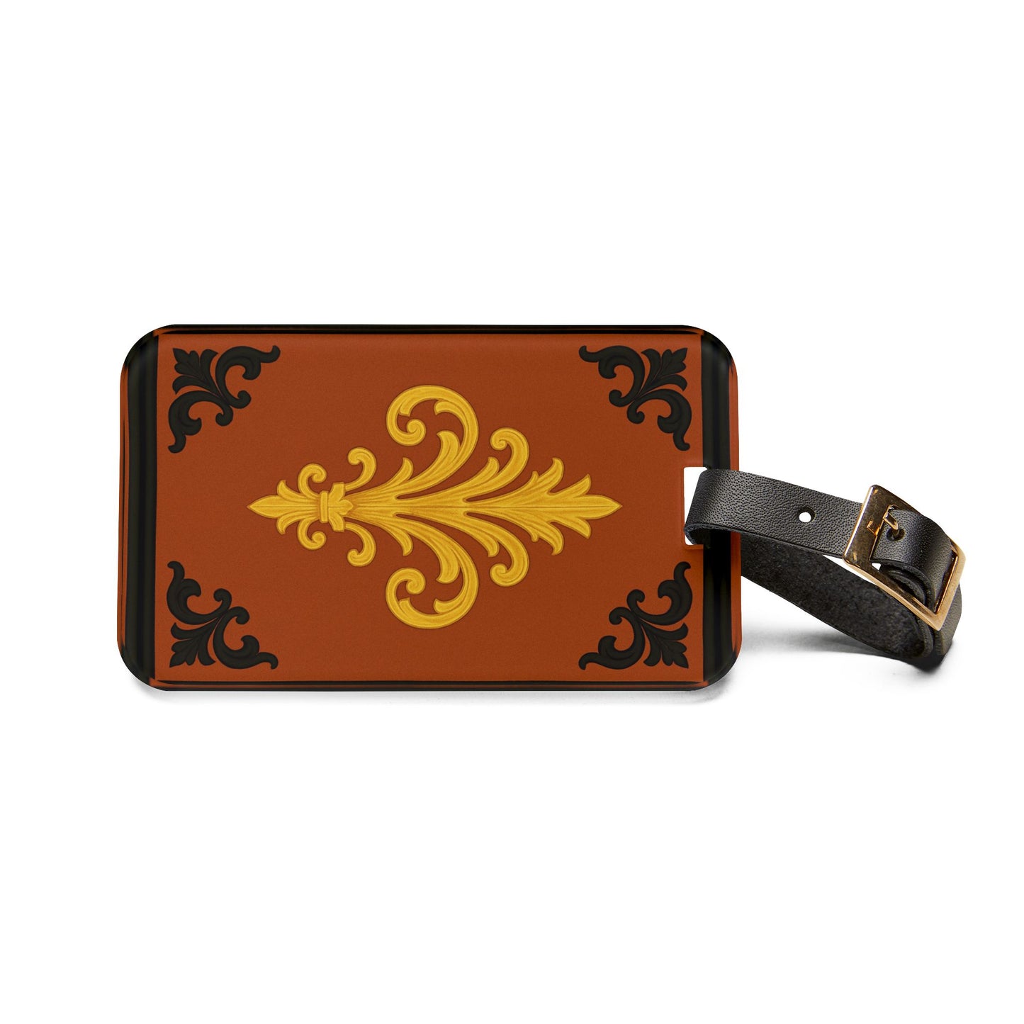 Dusk Terracotta Baroque Luggage Tag — Vintage Travel ID