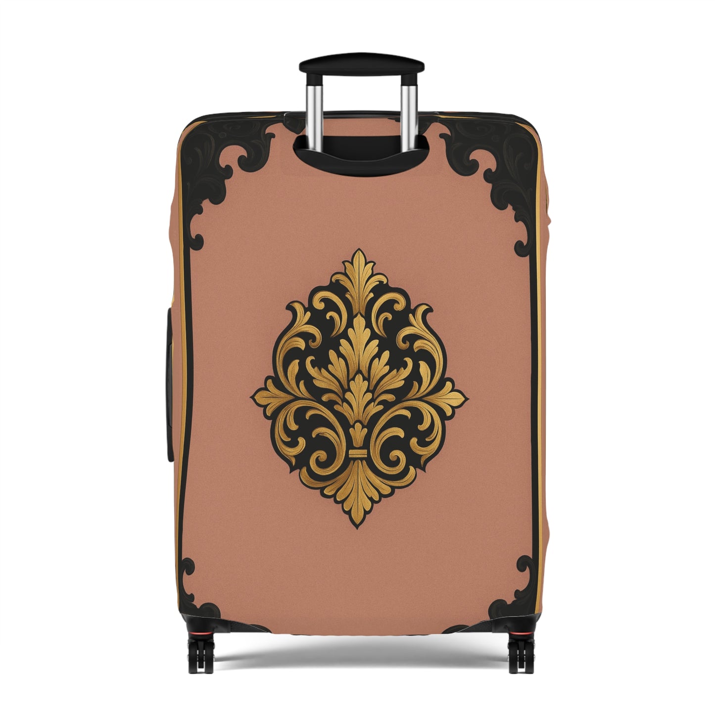 Mauve & Black-Gold Baroque Vintage Luggage Cover — Elegant Travel Protector