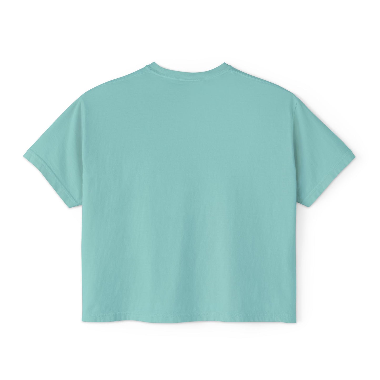 Chic Turquoise & Black Striped Gold Baroque Women's Boxy Tee with Vintage Inspired Design, Perfect for Casual Outings