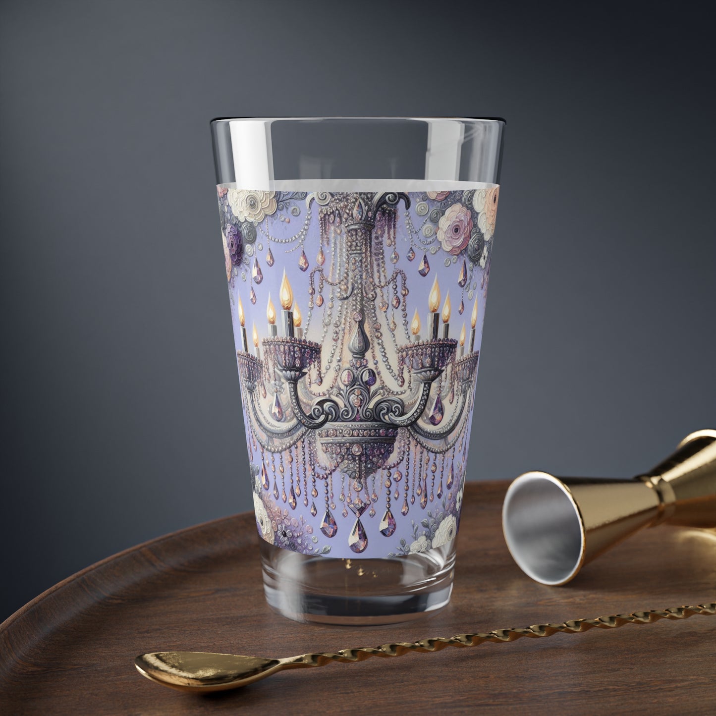 Charming Floral Chandelier Glass, Elegant Drinking Vessel, Perfect for Special Occasions, Floral Home Decor, Gift for Hostess - Lilac Jeweled Chandelier