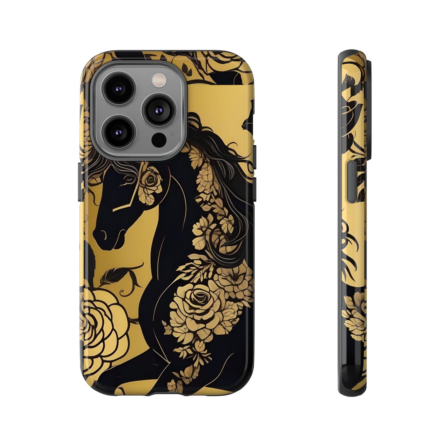 Phone Case - Elegant Horse & Roses Design