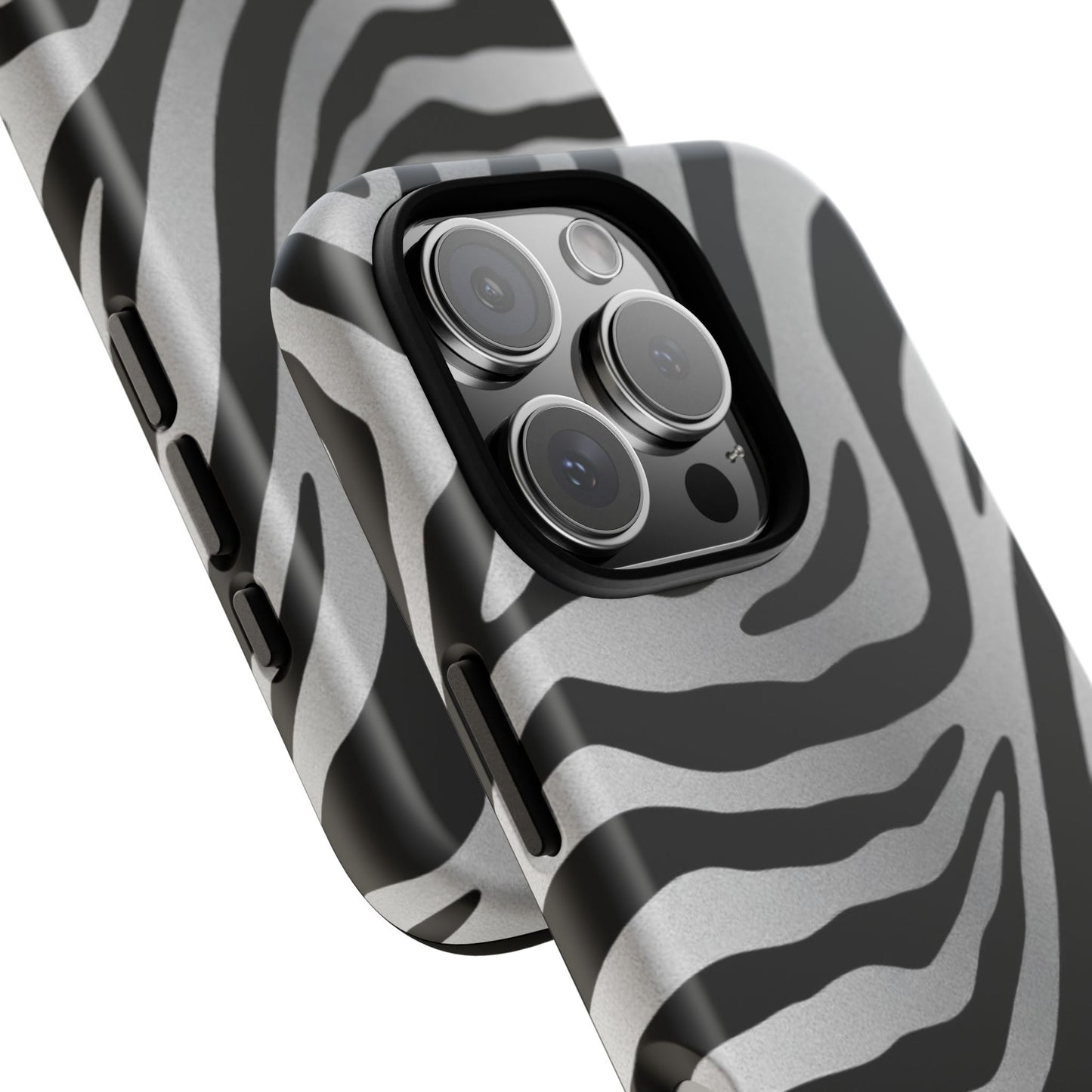 Zebra Print Tough Phone Case - Silver