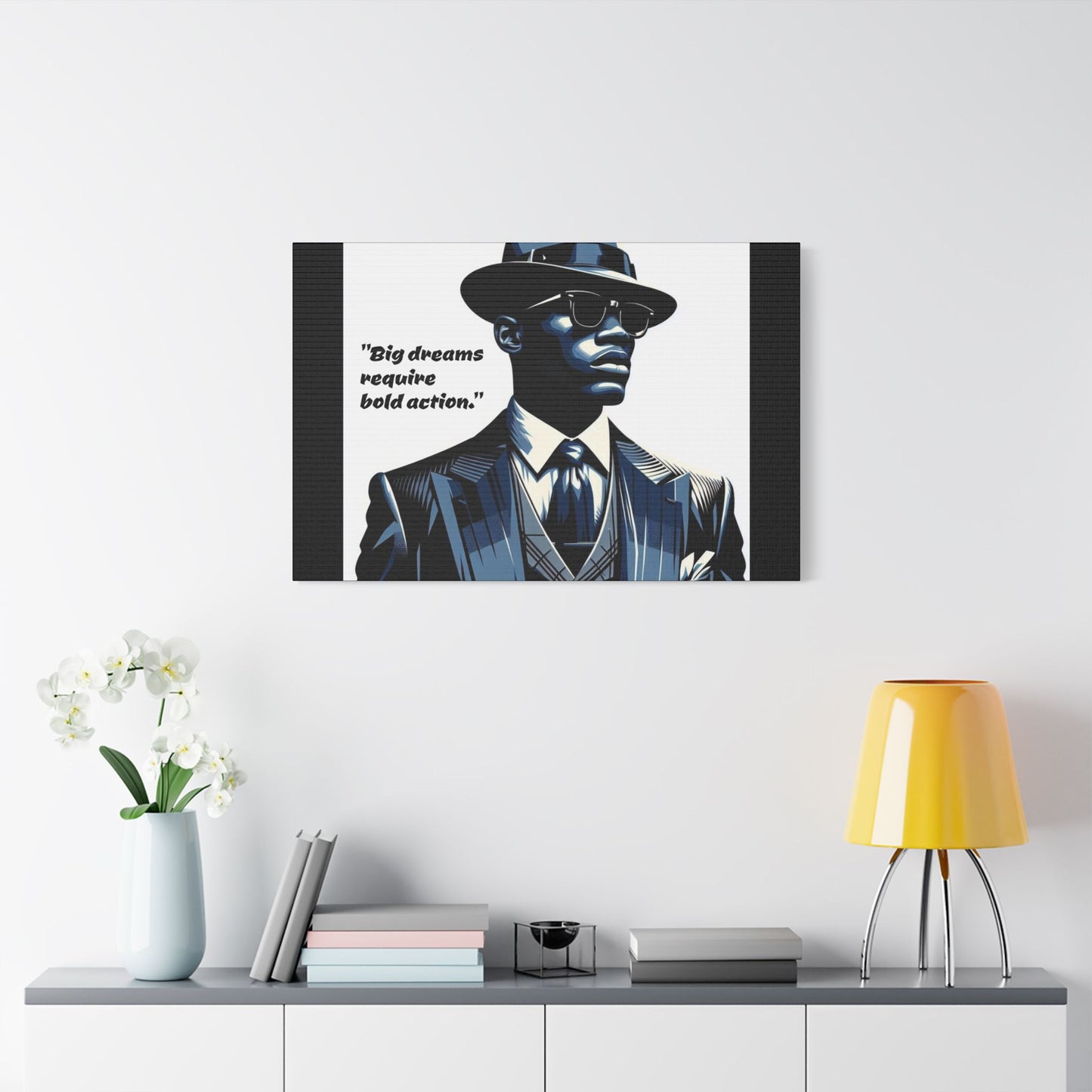 Afro Art Print Canvas, Wall Decor, Satin Stretched Canvas, African American Art, Office Decor, Home Decor - "Big dreams require bold action."