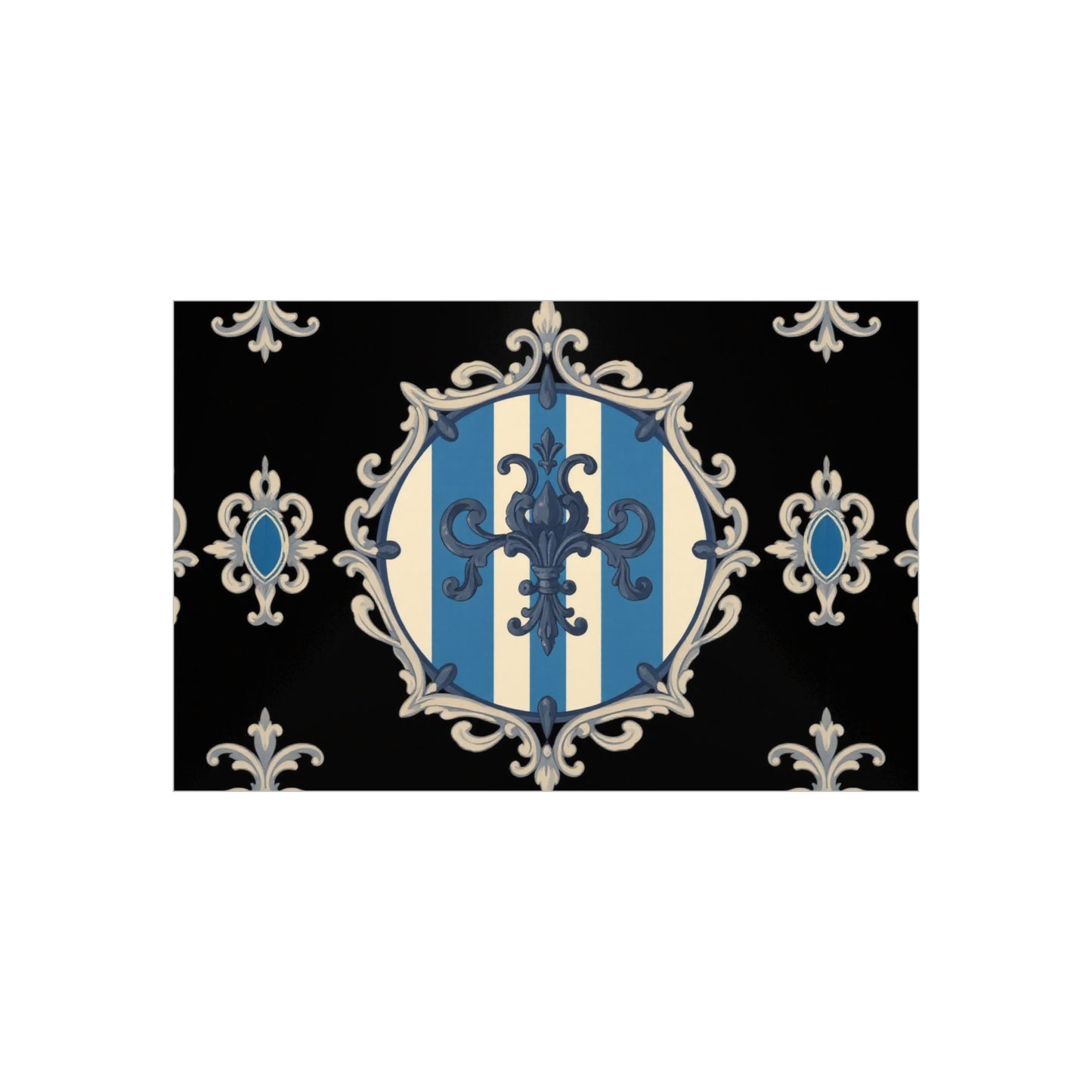 Elegant Blue & Alabaster Striped Baroque Decorative Foam Board Art, Home Decor Wall Display, Unique Gift for Housewarming, Event Decorations