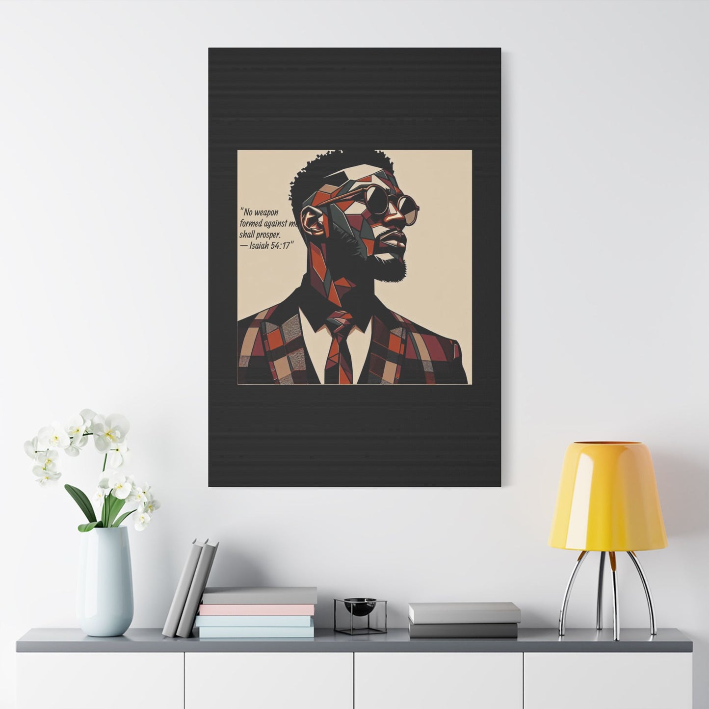 Afro Art Print Canvas, Wall Decor, Satin Stretched Canvas, African American Art, Office Decor, Home Decor - Isaiah 54:17