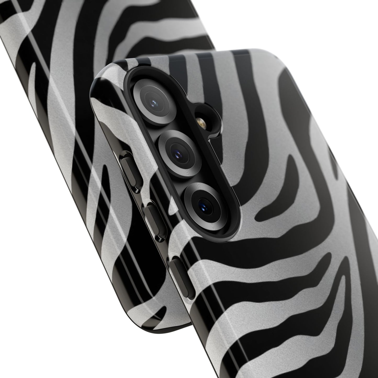 Zebra Print Tough Phone Case - Silver