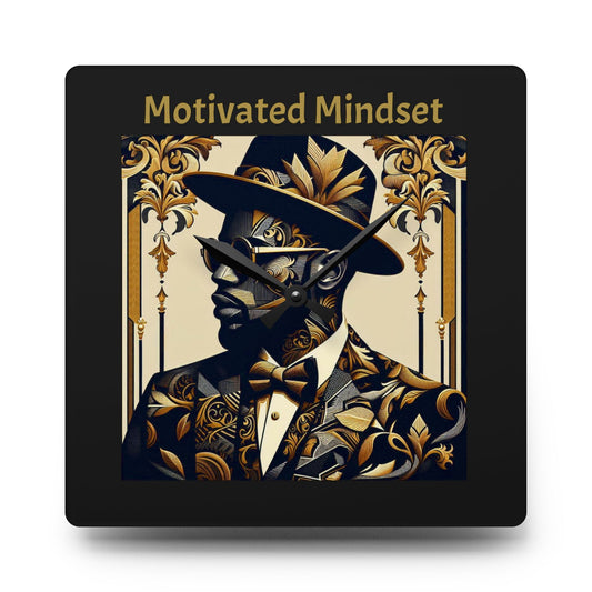 Stylish Motivated Mindset Wall Clock - Inspirational Decor for Office, Home, Motivation Gift, Modern Design, Unique Wall Art