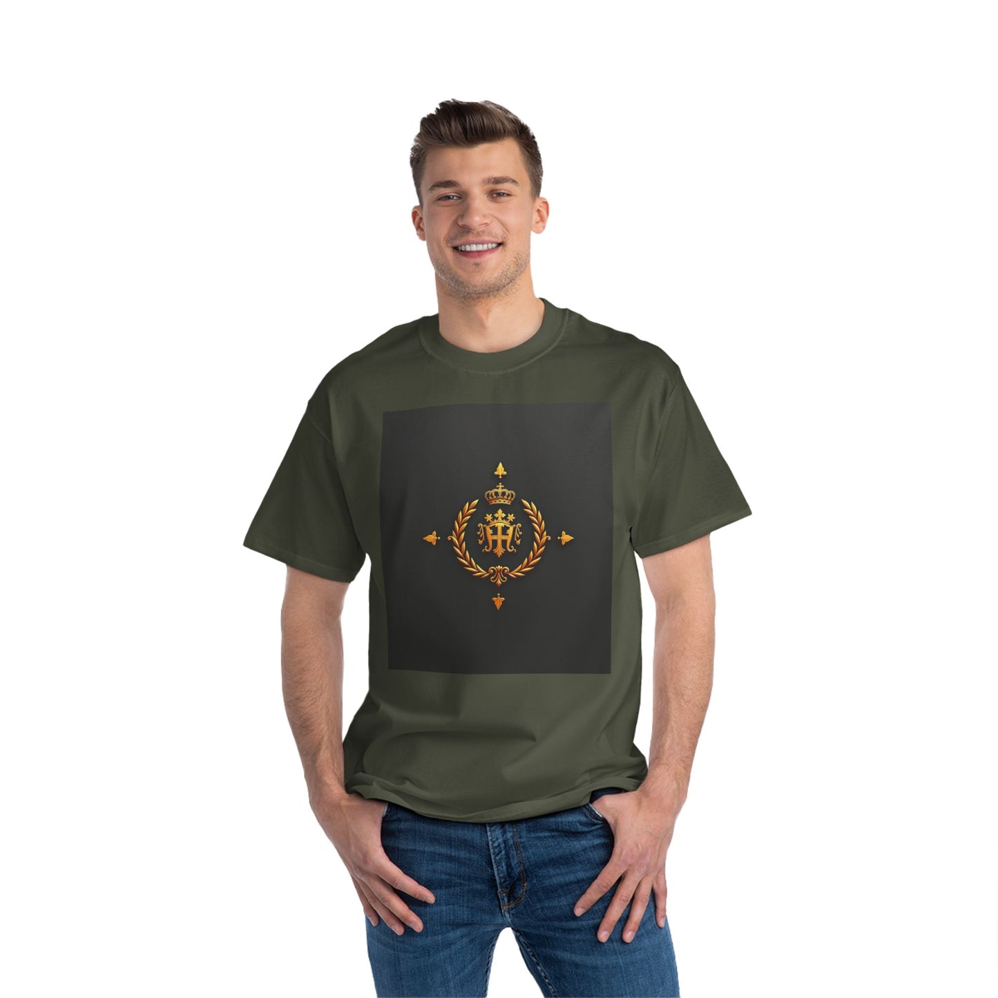 Stylish Gold Emblem T-Shirt, Casual Tee, Unique Gift, Everyday Wear, Graphic Shirt, Fashion Statement - Gold Crest