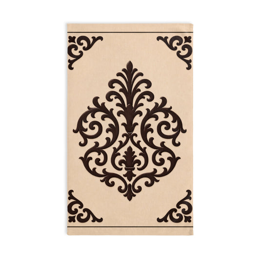 Almond-Beige & Brown Baroque Decorative Hand Towel — Elegant Baroque Kitchen & Bath Accent