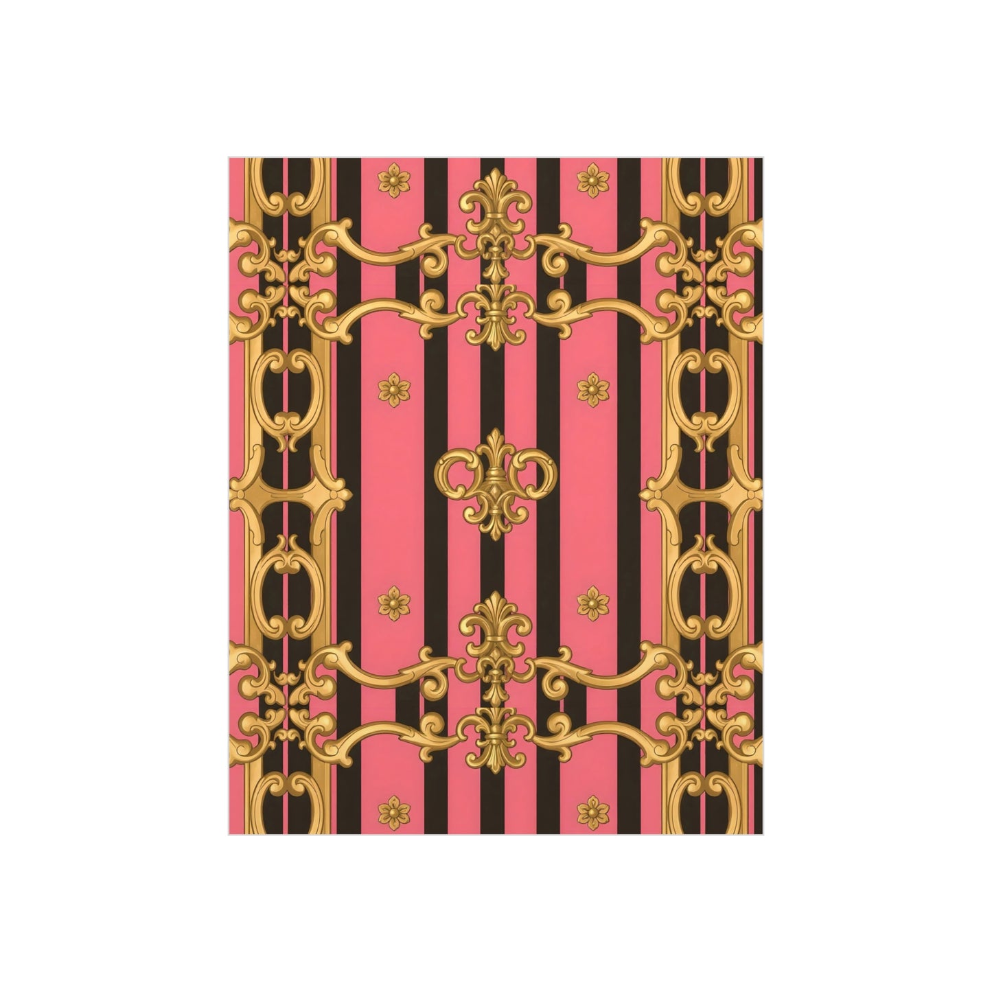 Elegant Decorative Foam Board - Chic Wall Decor, Glam Home Art, Stylish Backdrop, Gift for Her - Pink & Black Striped Gold Baroque