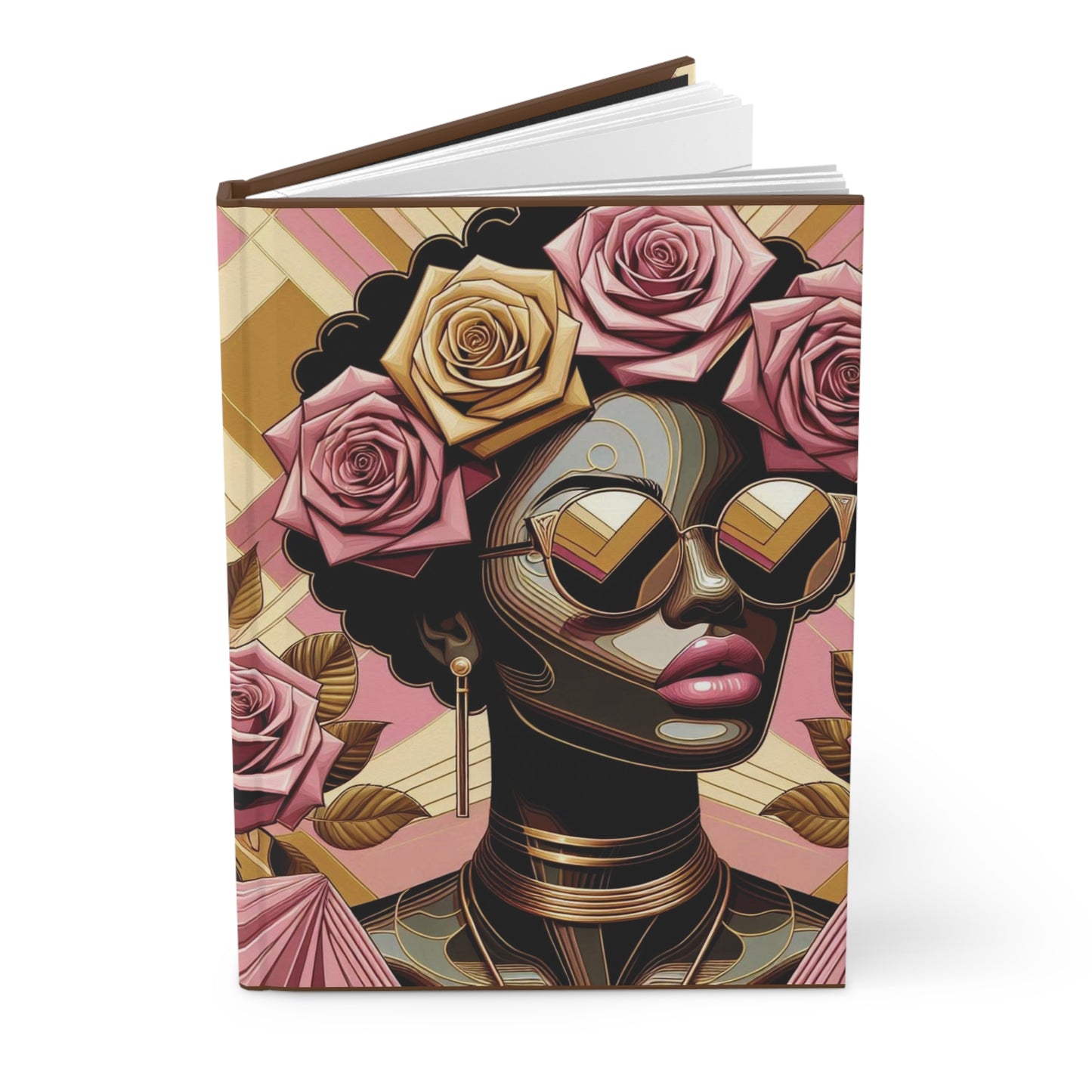 Stylish Floral Hardcover Journal, Artistic Journal for Creative Mind, Gift for Writers, Note Taking, Encourage Self-Expression - Pink Roses Lady