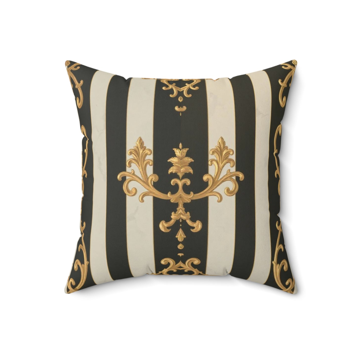 Elegant Black & Alabaster Striped Baroque Decorative Pillow, Modern Home Decor, Luxurious Cushion, Gifts for Housewarming, Living Room Accent