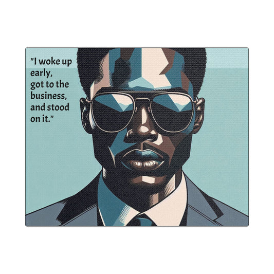 Afro Art Print Canvas, Wall Decor, Satin Stretched Canvas, African American Art, Office Decor, Home Decor - "I woke up early"