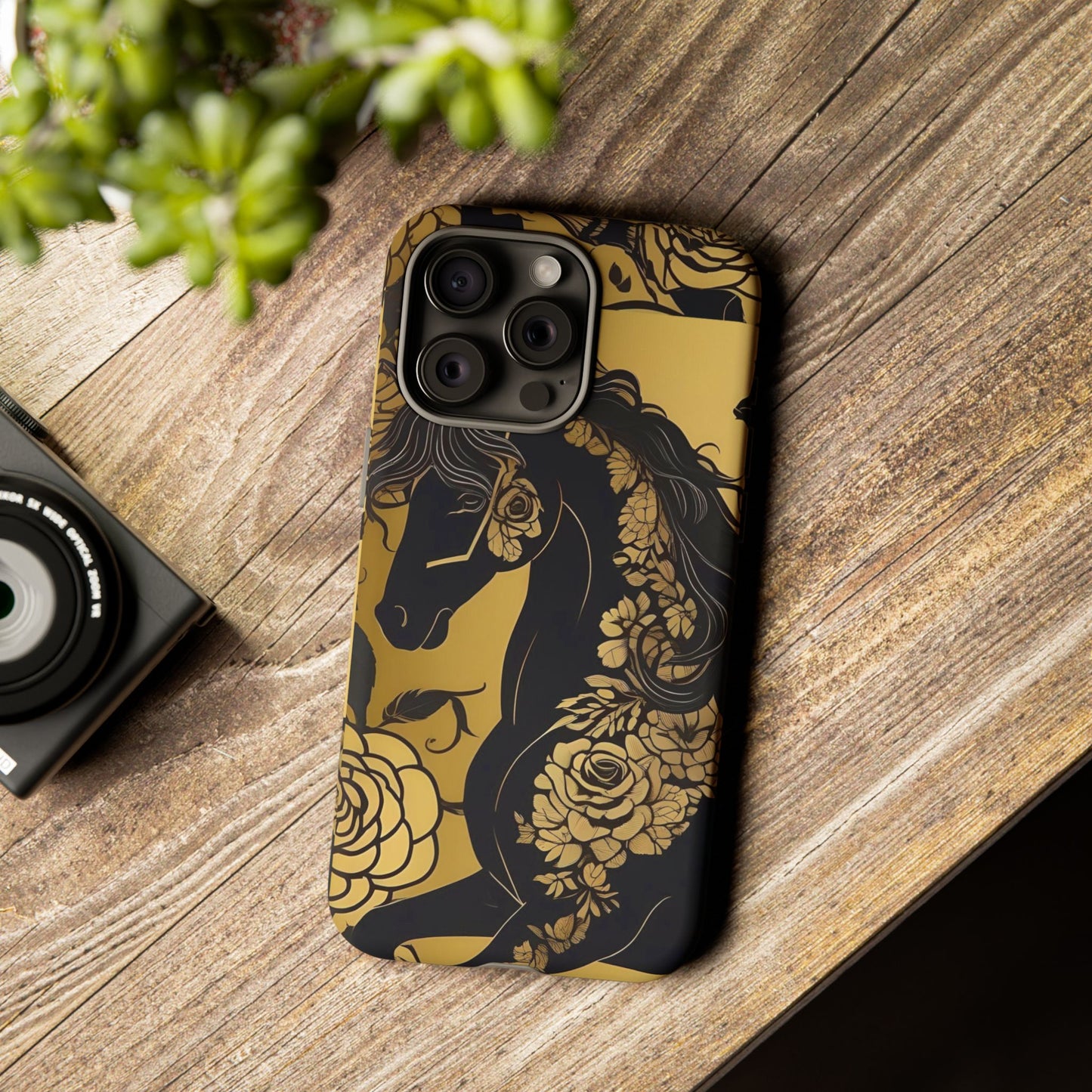 Phone Case - Elegant Horse & Roses Design