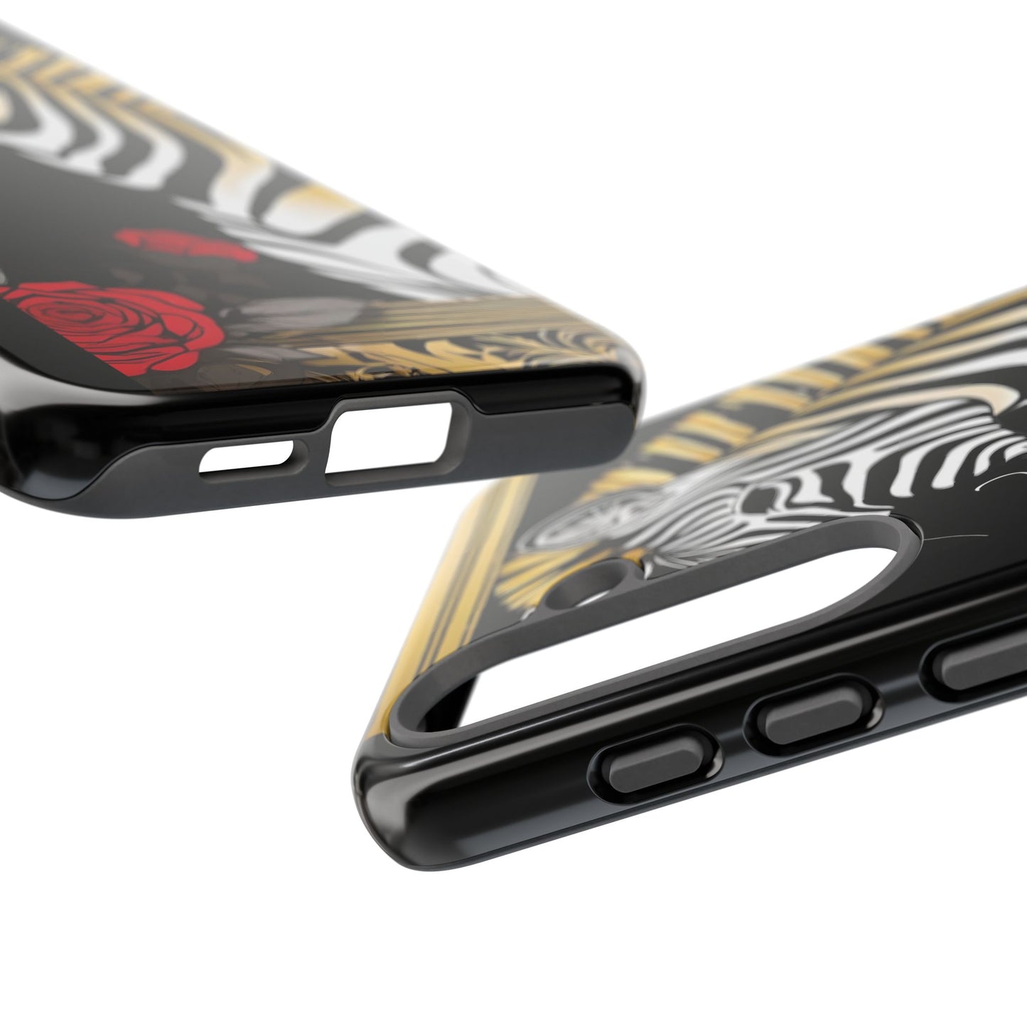 Phone Case - Elegant Zebra & Roses Design