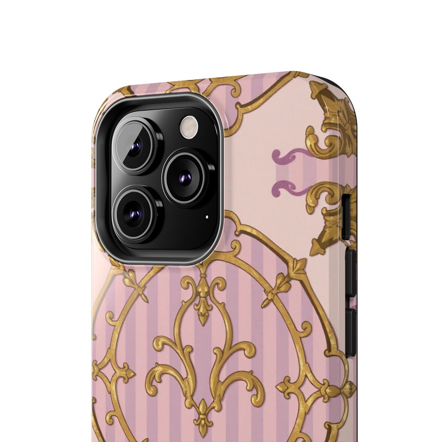Elegant Vintage Phone Case, Tough Phone Case, Lavender & Alabaster Striped Gold Baroque Phone Cover, Stylish Phone Protector, Gift for Her