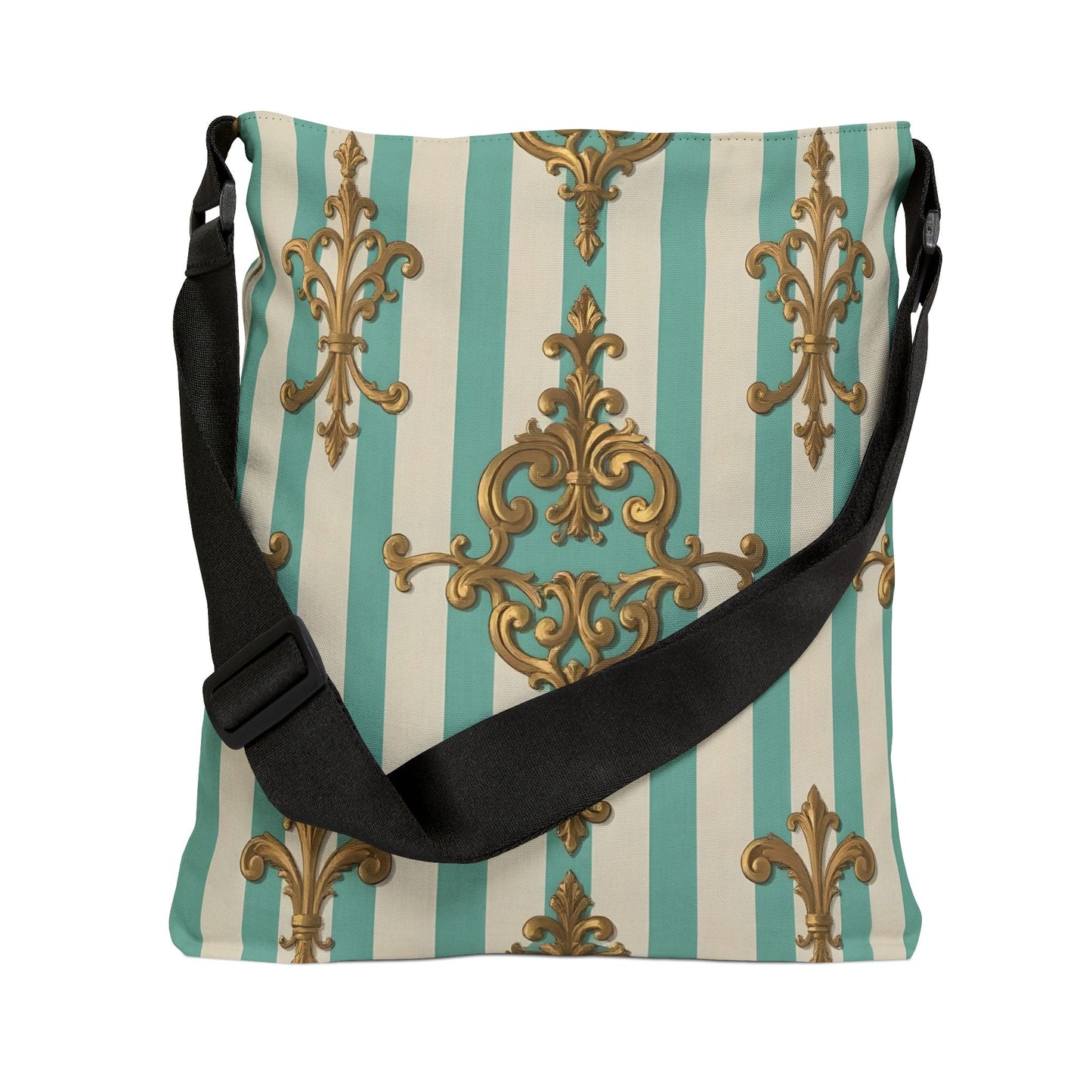 Elegant Patterned Adjustable Tote Bag, Fashion Accessory for Stylish Outings, Ideal for Everyday Use - Matte Green Striped Rococo