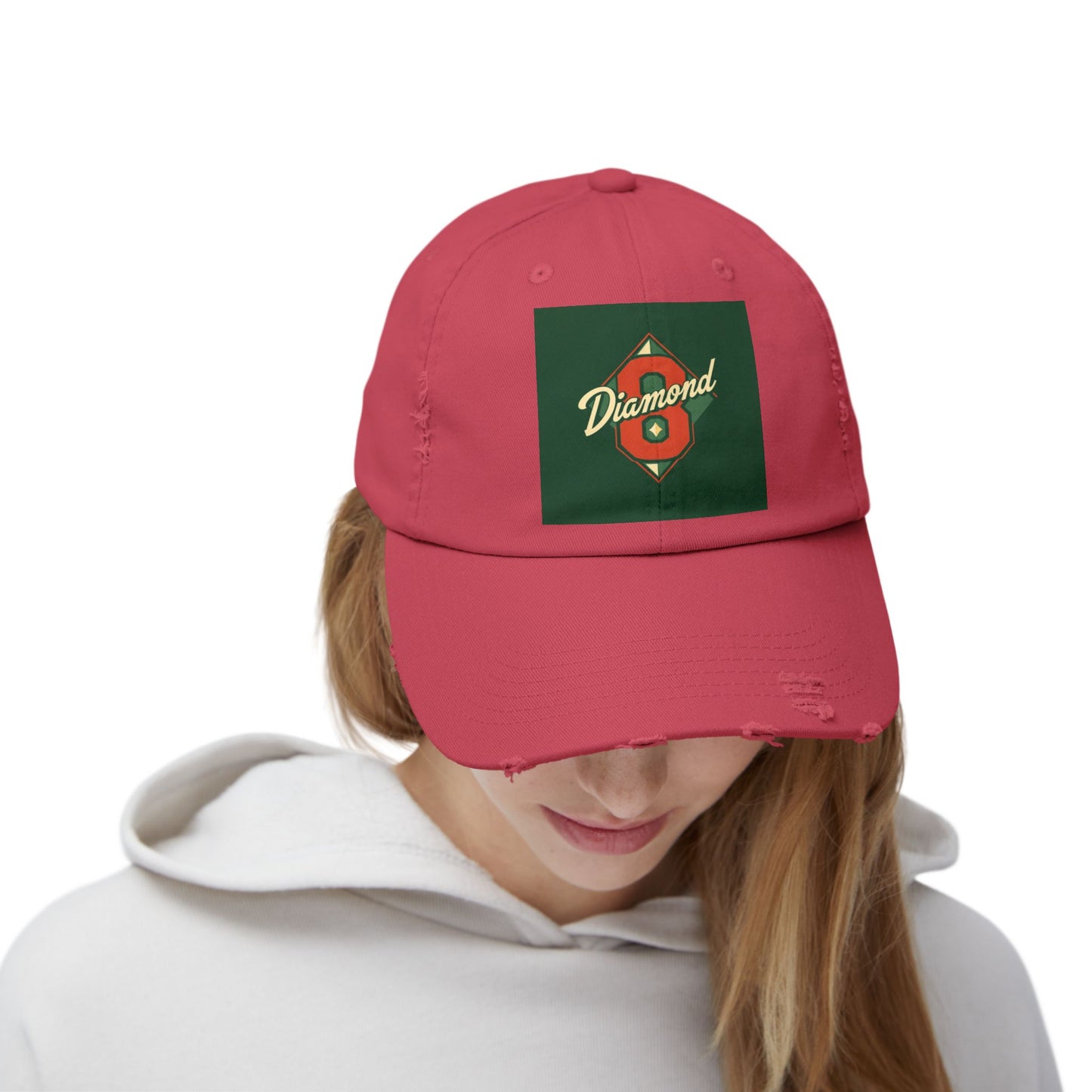 Unisex Distressed Cap - Vintage Baseball Style Hat, Cool Casual Headwear - Diamond 8