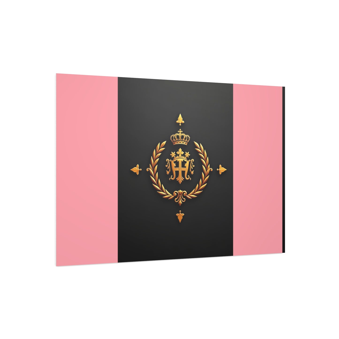Elegant Wall Art Foam Board, Luxurious Home Decor, Modern Design Display, Stylish Room Accent, Office Decor, Unique Gift - Pink Striped Gold Crest