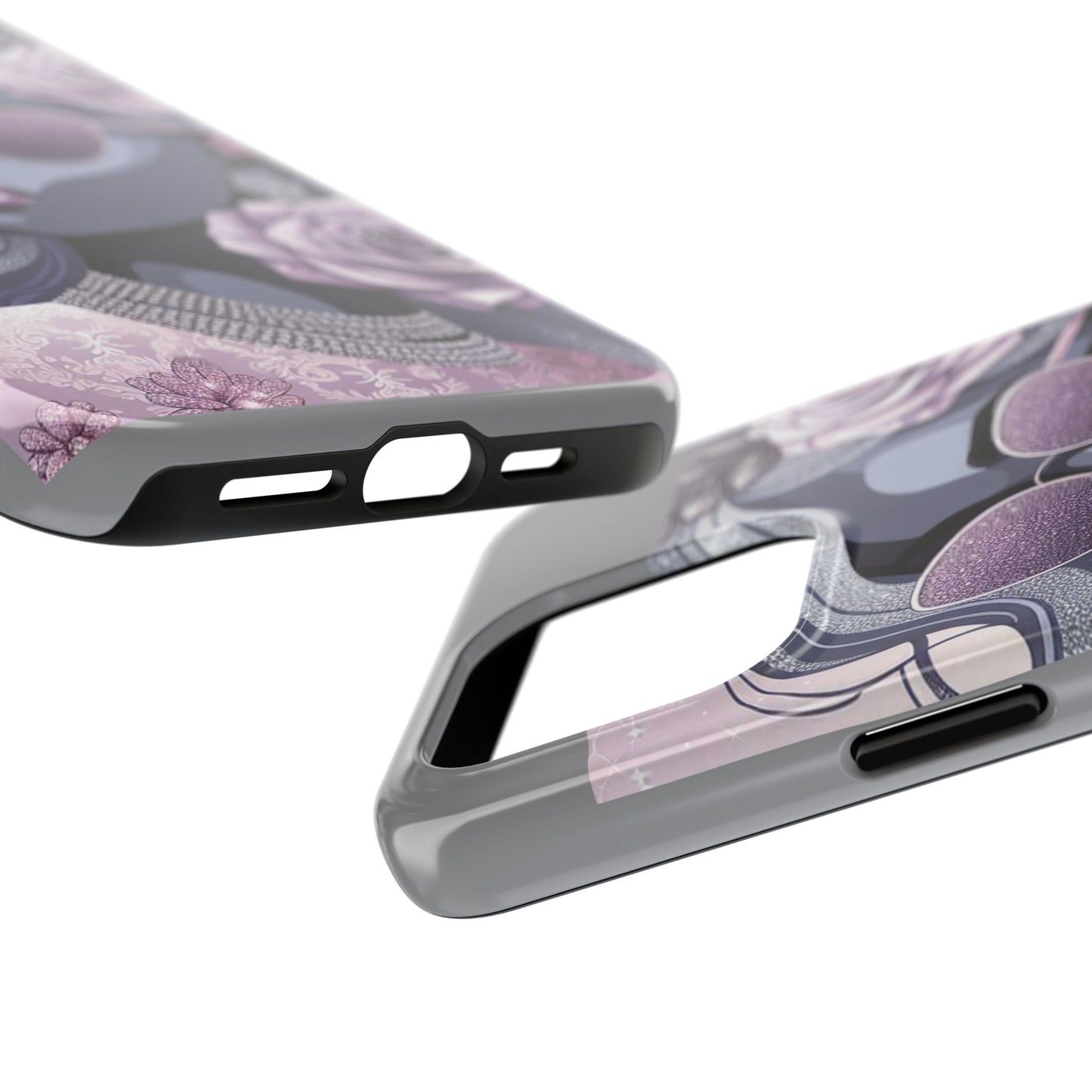 Glamorous Floral Tough Phone Case - Chic Protection for Trendsetters - Lilac & Lavender