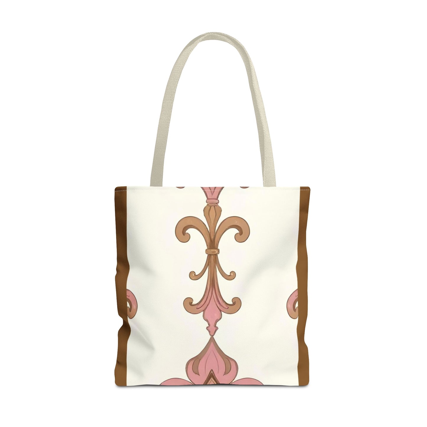 Elegant Floral Tote Bag - Perfect for Everyday Use, Shopping, Gifts, Summer Outings, and Special Occasions - Brown Striped Pink Arabesque