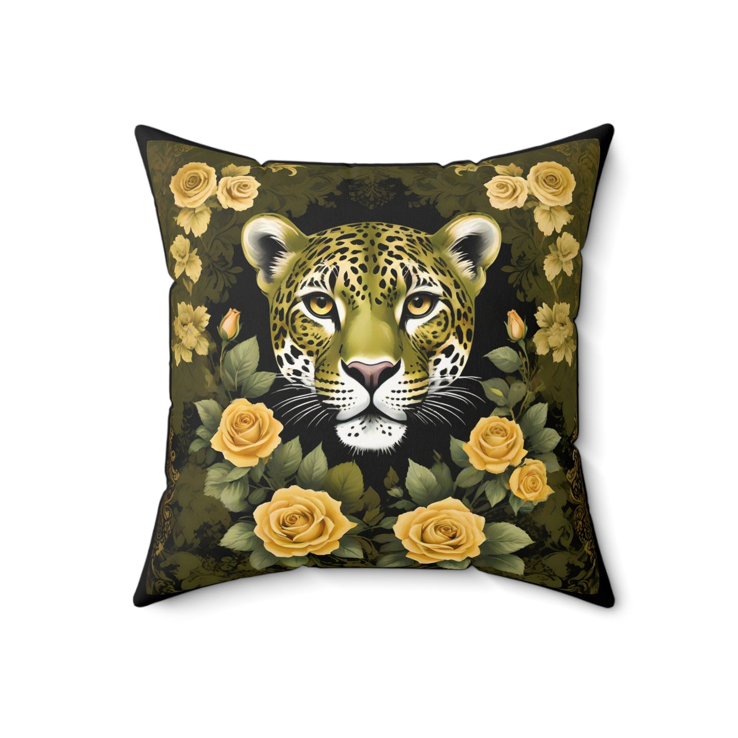 Elegance Leopard Floral Pillow - Olive Leopard