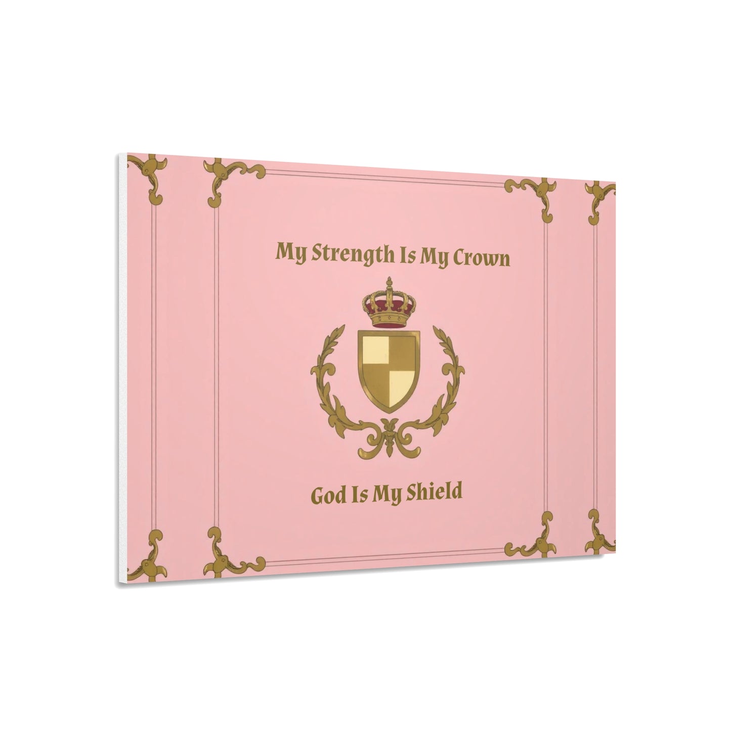 Crest & Crown Spiritual Quote Wall Art, Motivational Decor, Foam Board Print, Home Accent, Gift for Friends, Pink Crown Design