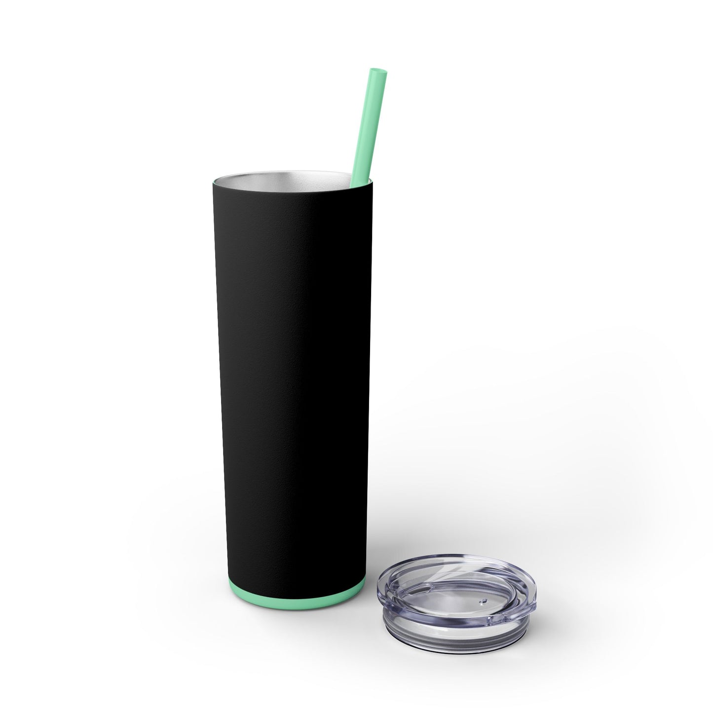 Stylish Black Skinny Tumbler with Straw, 20oz - Perfect for Coffee, Juice, and Smoothies, Ideal Gift for Any Occasion