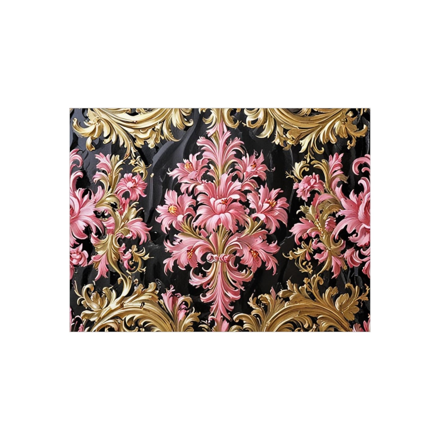 Elegant Floral Foam Board | Decorative Wall Art, Home Decor, Wedding Decor, Party Backdrop - Black & Pink Oil Painting Style Rococo